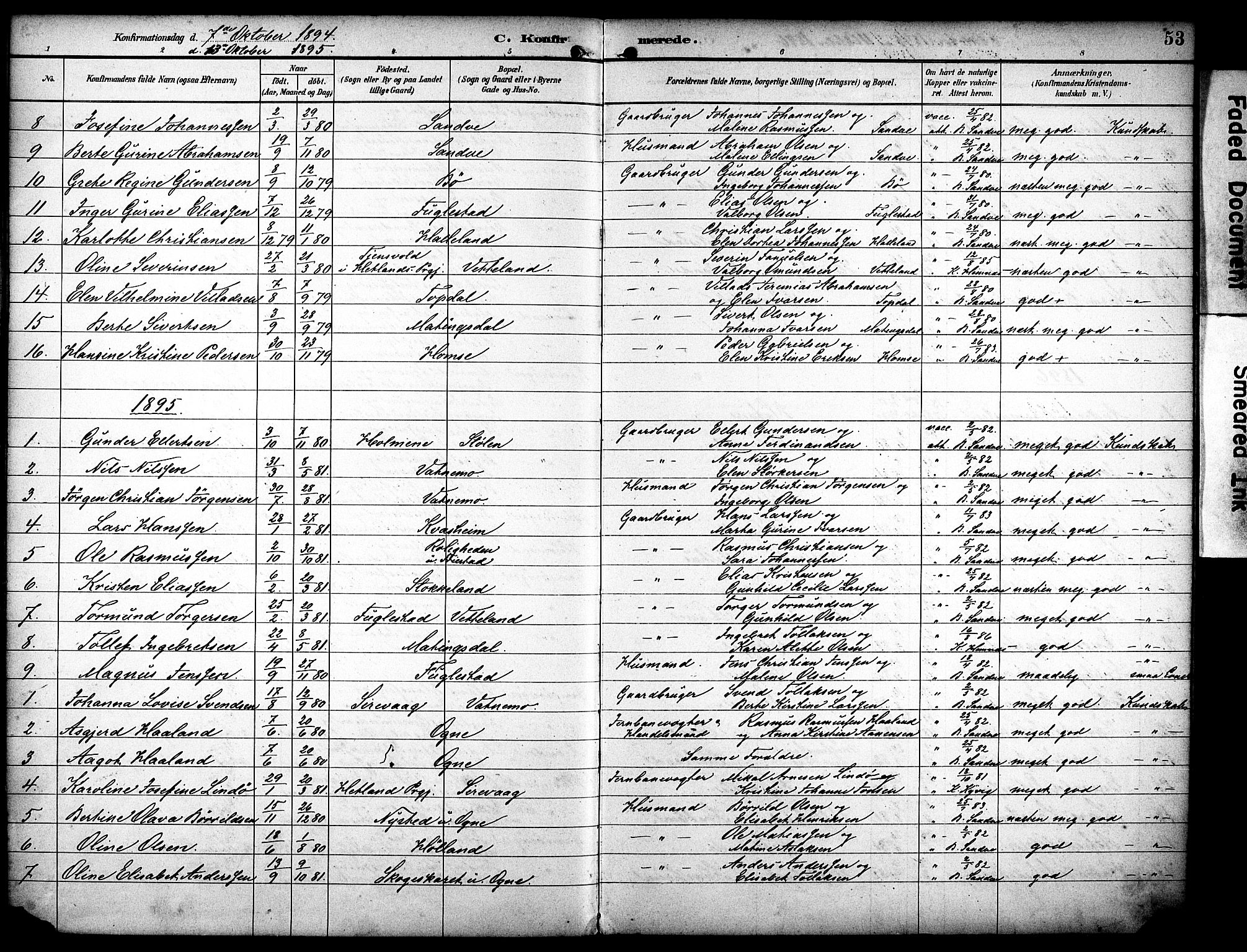 Eigersund sokneprestkontor, SAST/A-101807/S08/L0020: Parish register (official) no. A 19, 1893-1910, p. 53