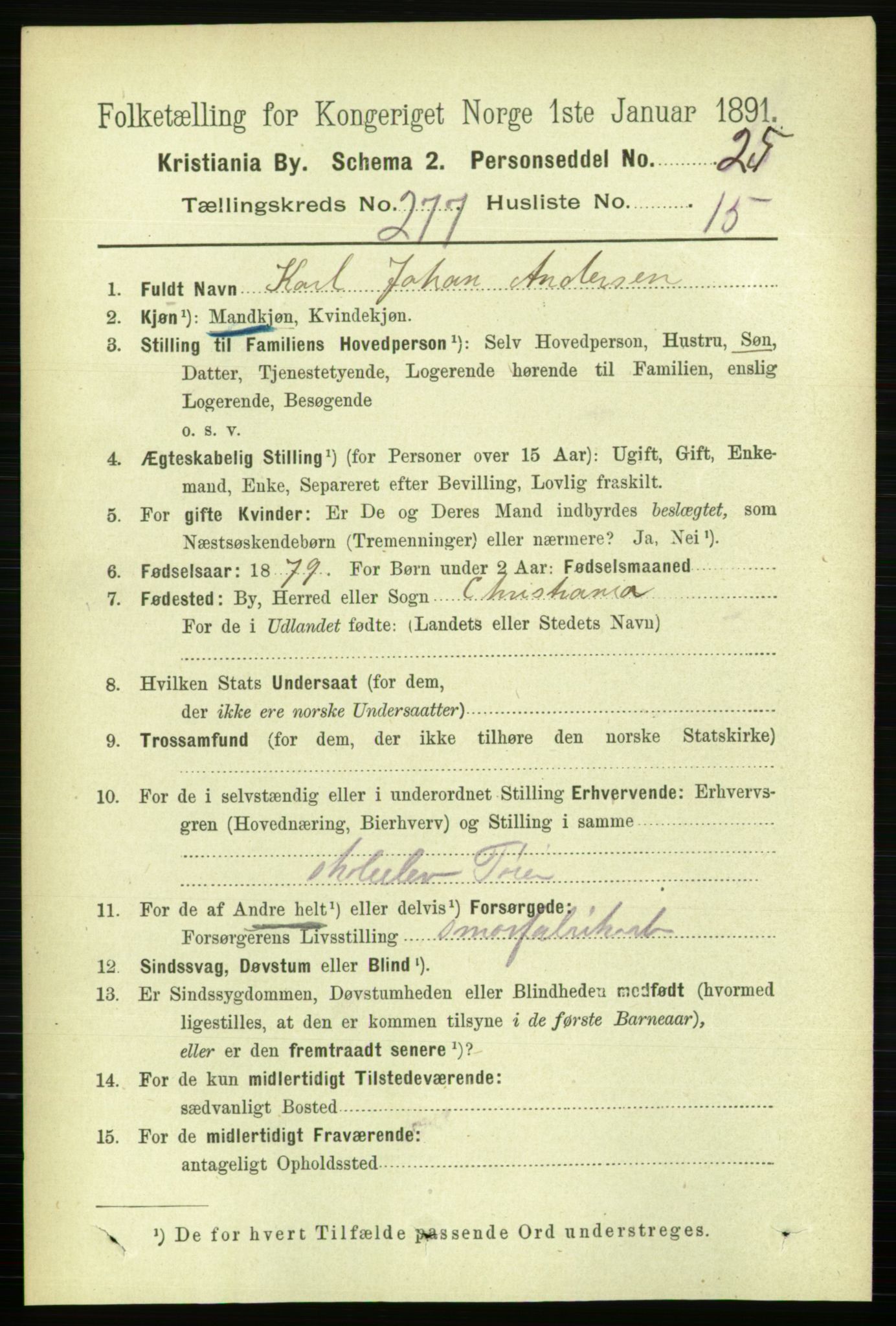 RA, 1891 census for 0301 Kristiania, 1891, p. 168363