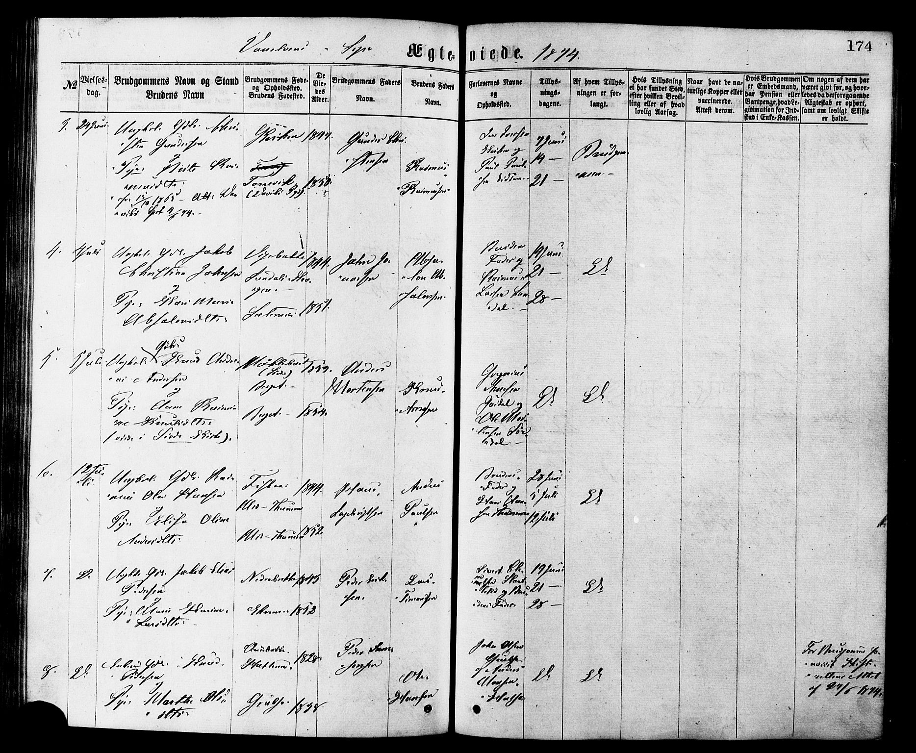 Ministerialprotokoller, klokkerbøker og fødselsregistre - Møre og Romsdal, AV/SAT-A-1454/501/L0007: Parish register (official) no. 501A07, 1868-1884, p. 174