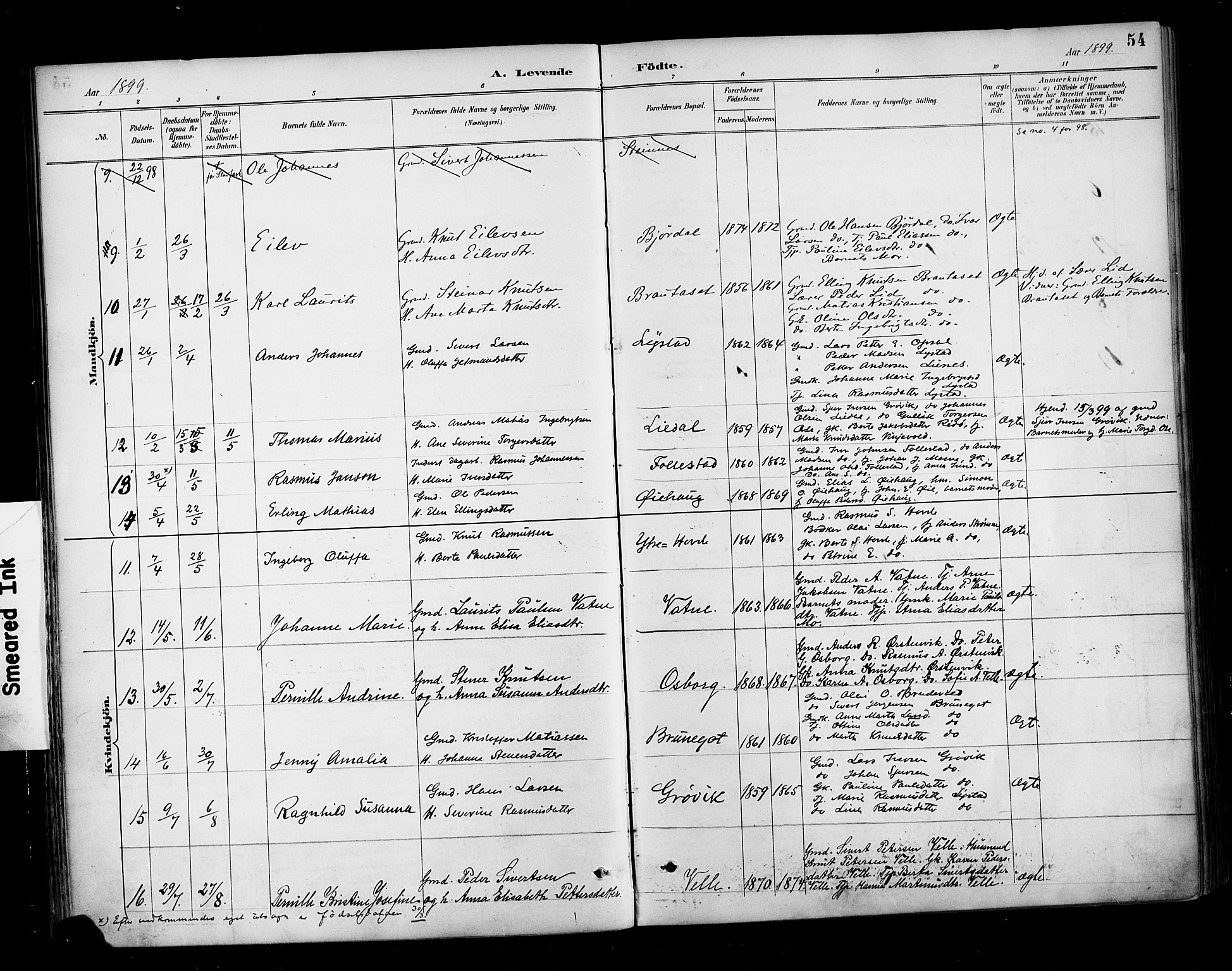 Ministerialprotokoller, klokkerbøker og fødselsregistre - Møre og Romsdal, AV/SAT-A-1454/513/L0177: Parish register (official) no. 513A04, 1890-1906, p. 54