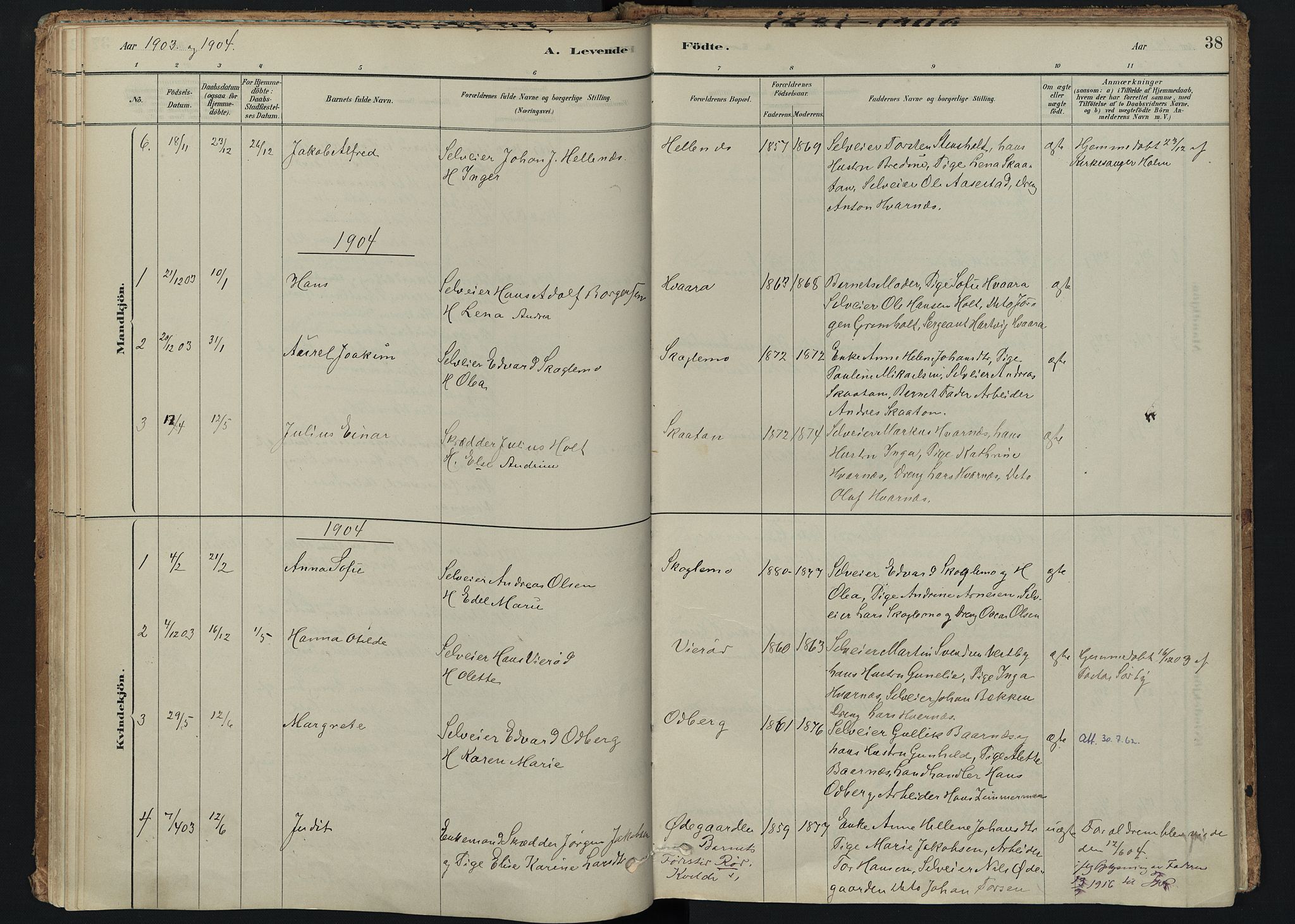 Hedrum kirkebøker, SAKO/A-344/F/Fc/L0001: Parish register (official) no. III 1, 1881-1906, p. 38