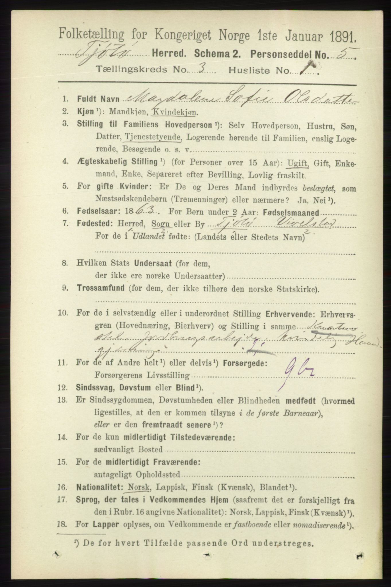 RA, 1891 census for 1817 Tjøtta, 1891, p. 1410