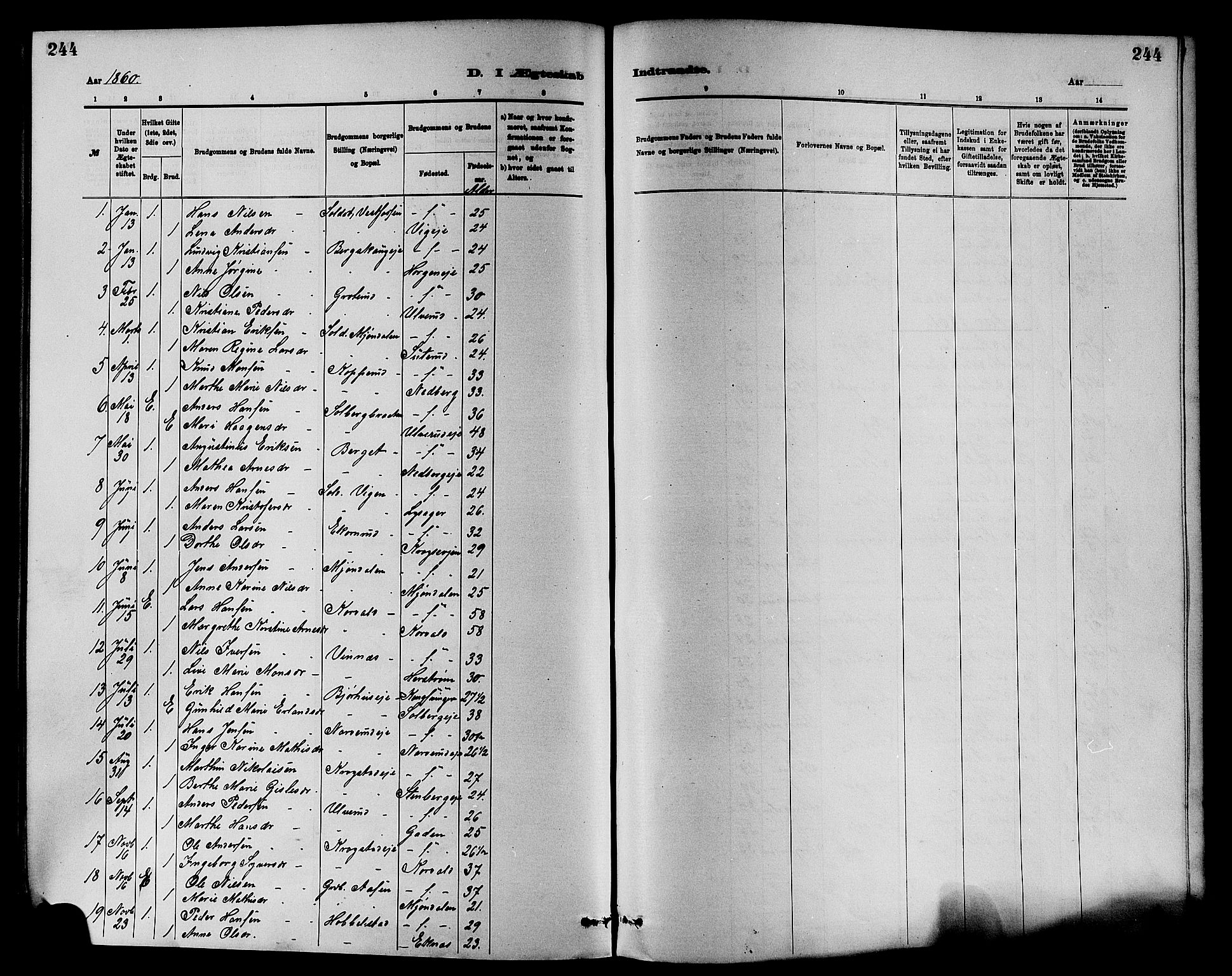 Nedre Eiker kirkebøker, SAKO/A-612/F/Fa/L0001: Parish register (official) no. 1, 1853-1877, p. 244