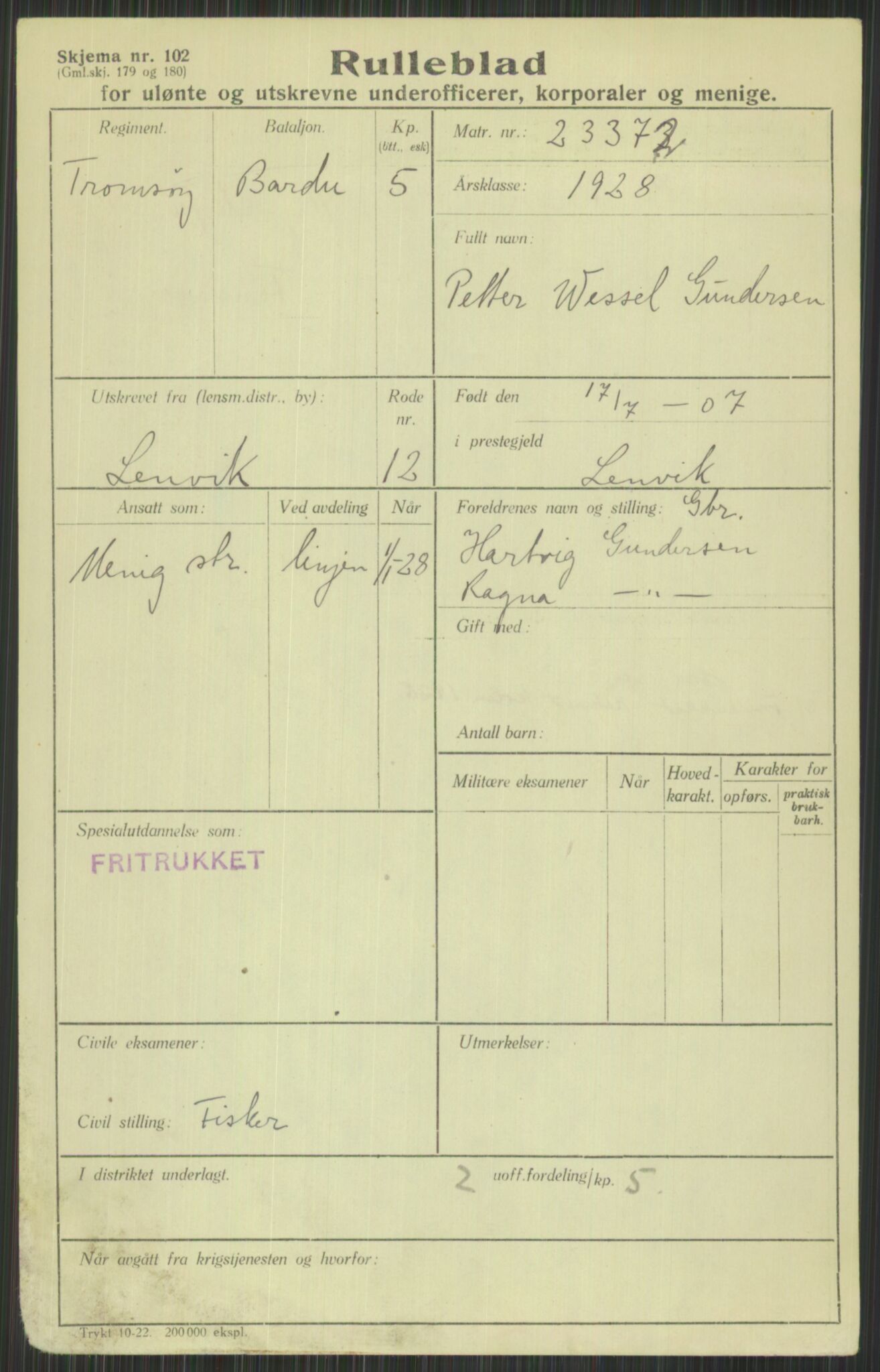 Forsvaret, Troms infanteriregiment nr. 16, AV/RA-RAFA-3146/P/Pa/L0013/0003: Rulleblad / Rulleblad for regimentets menige mannskaper, årsklasse 1928, 1928, p. 151