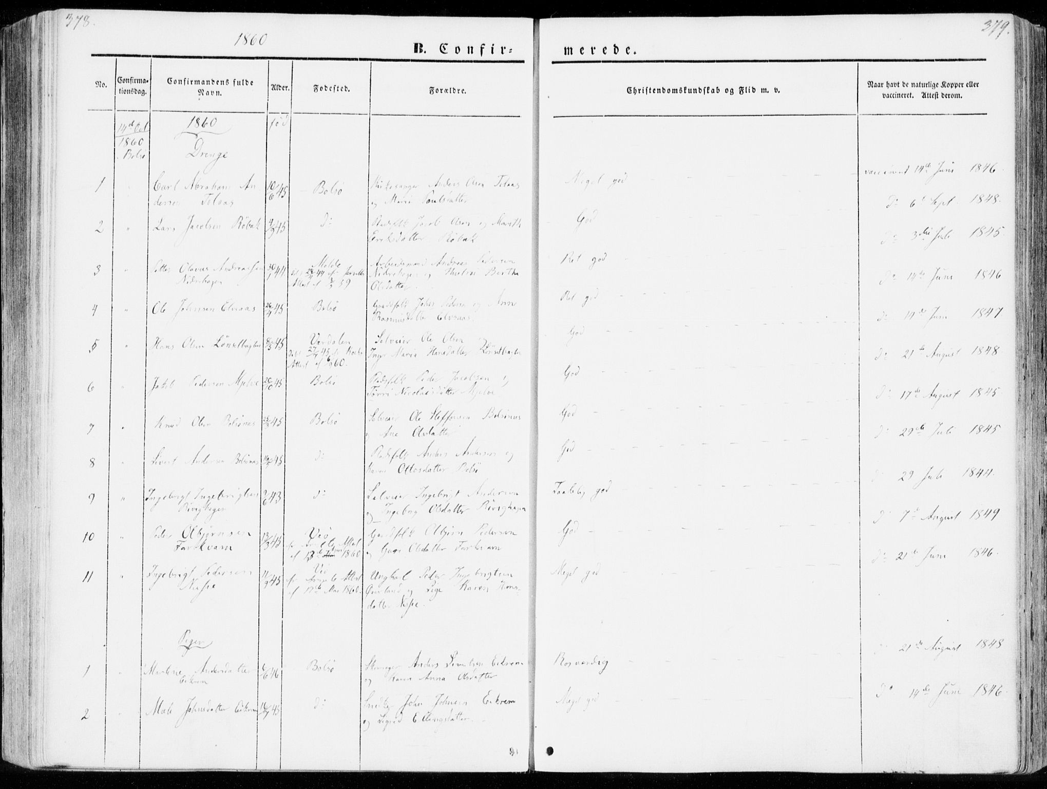 Ministerialprotokoller, klokkerbøker og fødselsregistre - Møre og Romsdal, SAT/A-1454/555/L0653: Parish register (official) no. 555A04, 1843-1869, p. 378-379