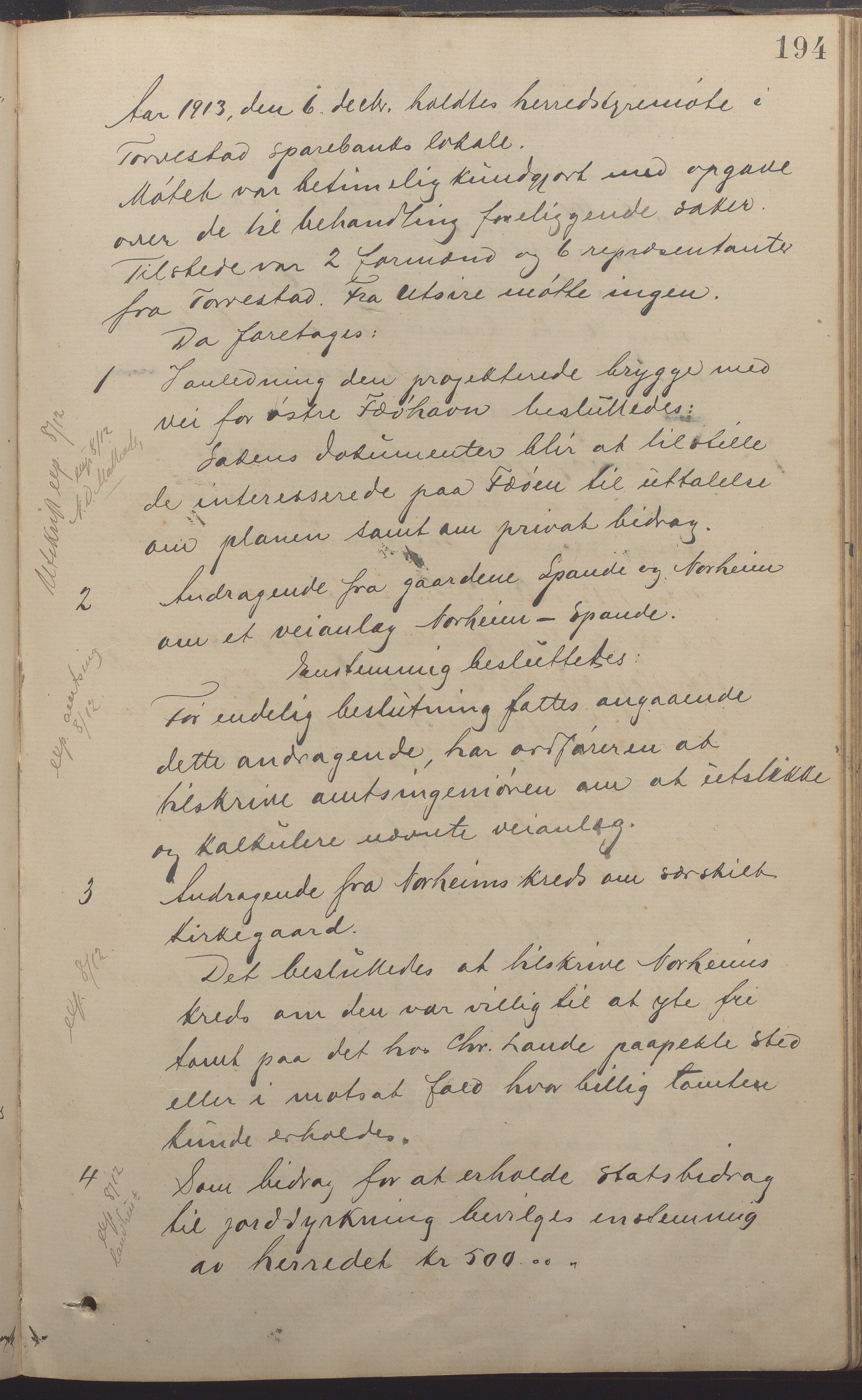 Torvastad kommune - Formannskapet, IKAR/K-101331/A/L0004: Forhandlingsprotokoll, 1891-1918, p. 194a