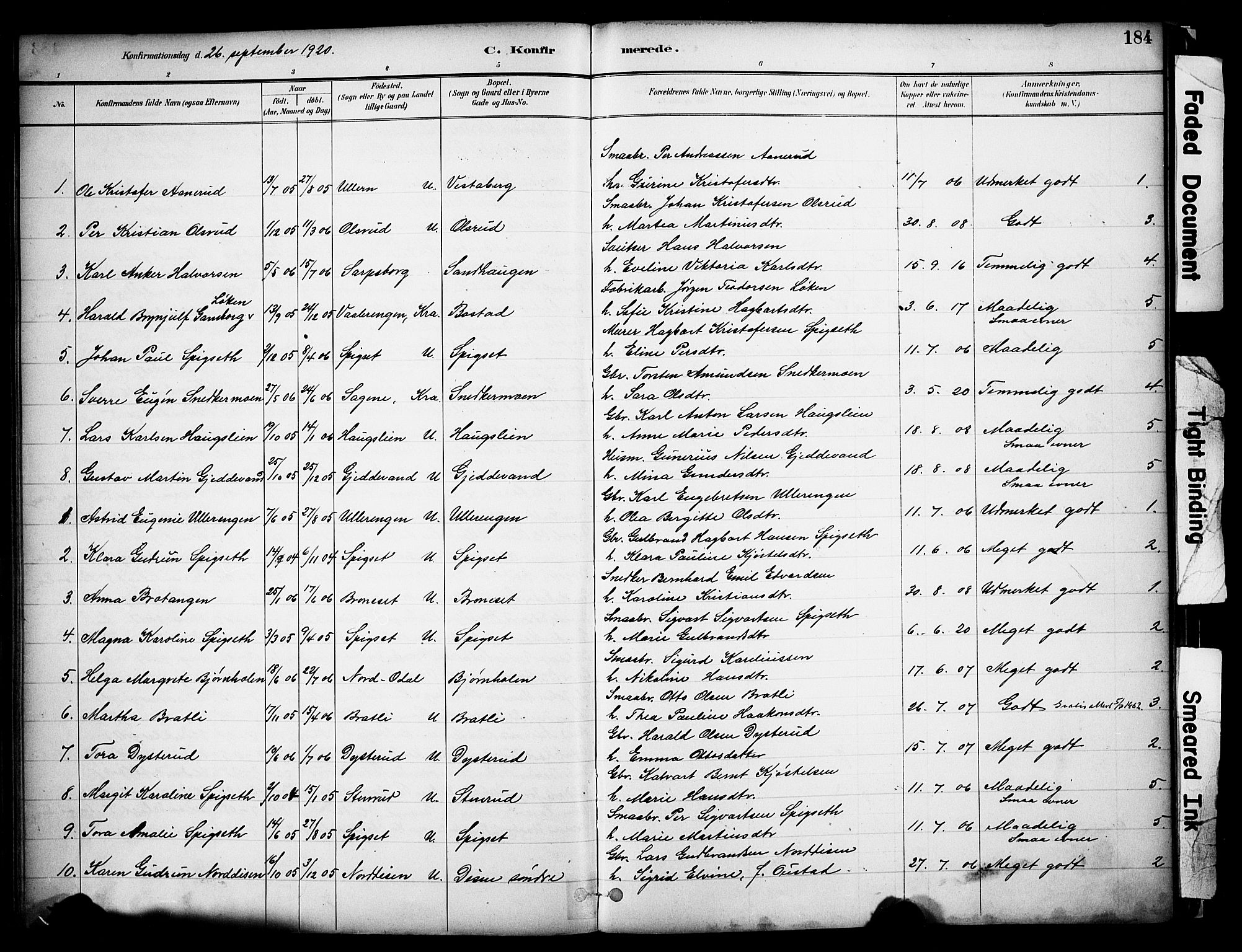 Sør-Odal prestekontor, AV/SAH-PREST-030/H/Ha/Haa/L0008: Parish register (official) no. 8, 1886-1922, p. 184