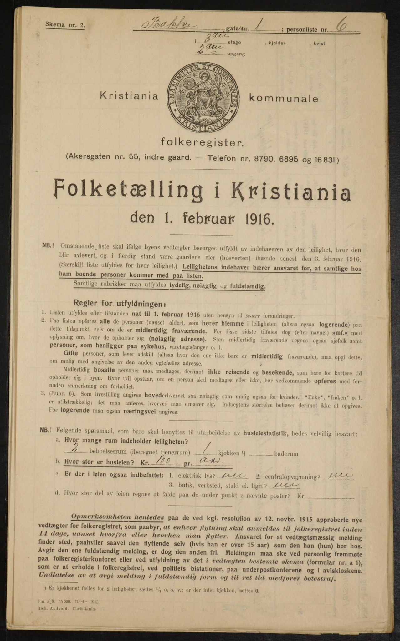 OBA, Municipal Census 1916 for Kristiania, 1916, p. 11069