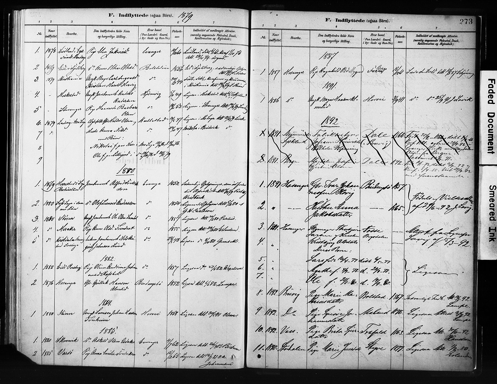 Evanger sokneprestembete, AV/SAB-A-99924: Parish register (official) no. A 1, 1877-1899, p. 273