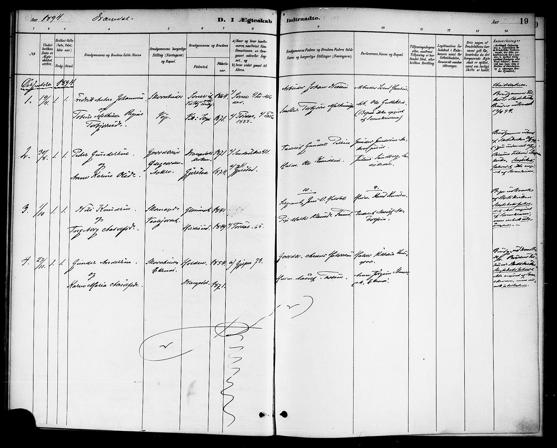 Drangedal kirkebøker, SAKO/A-258/F/Fa/L0011: Parish register (official) no. 11 /1, 1885-1894, p. 19