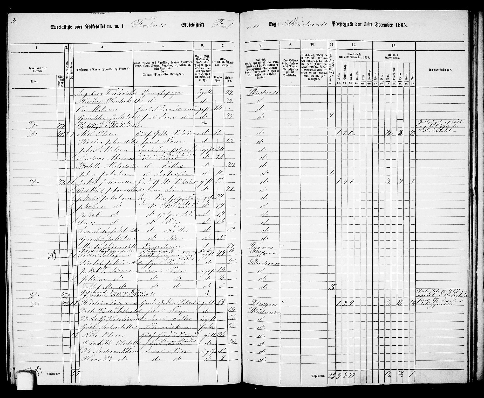 RA, 1865 census for Skudenes, 1865, p. 169