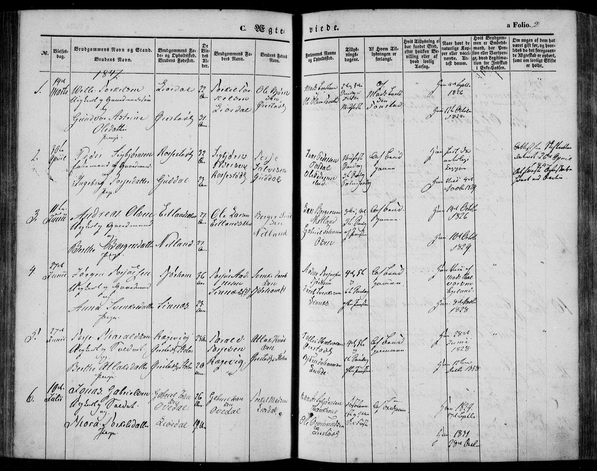 Bakke sokneprestkontor, AV/SAK-1111-0002/F/Fa/Faa/L0005: Parish register (official) no. A 5, 1847-1855, p. 2