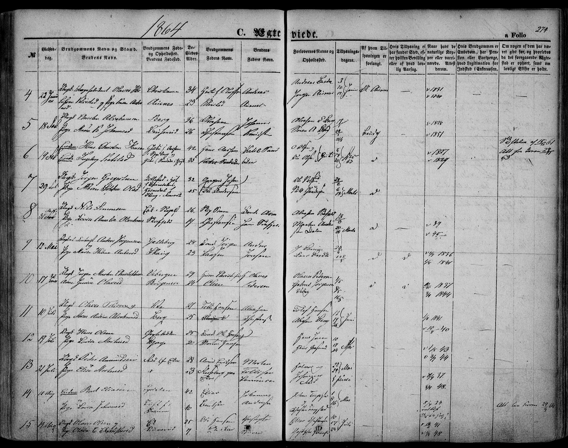 Sande Kirkebøker, AV/SAKO-A-53/F/Fa/L0004: Parish register (official) no. 4, 1847-1864, p. 274