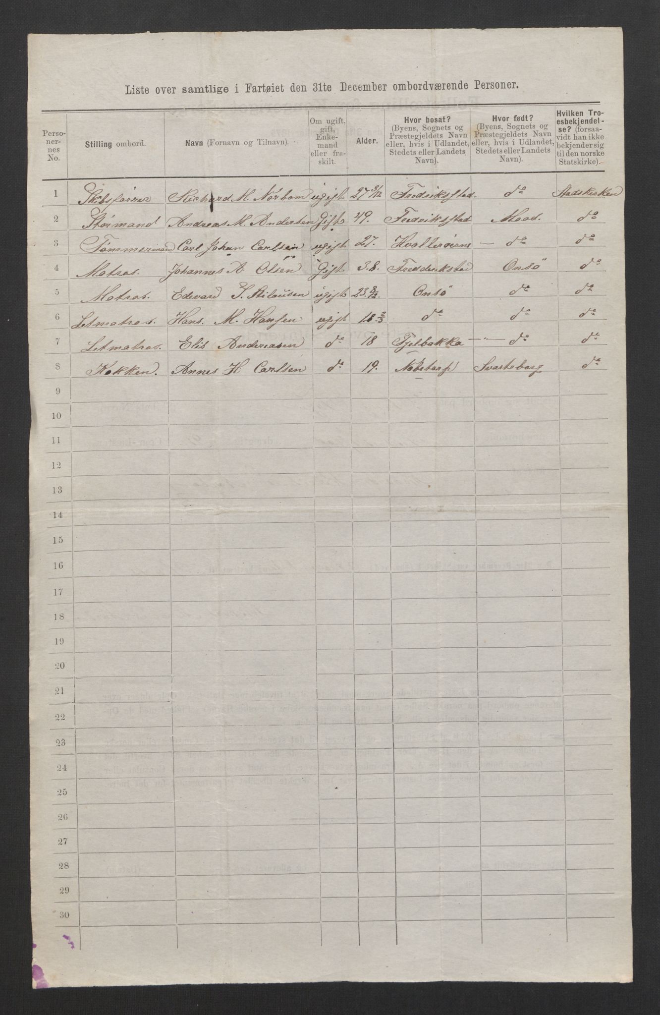 RA, 1875 census, lists of crew on ships: Ships in domestic ports, 1875, p. 23