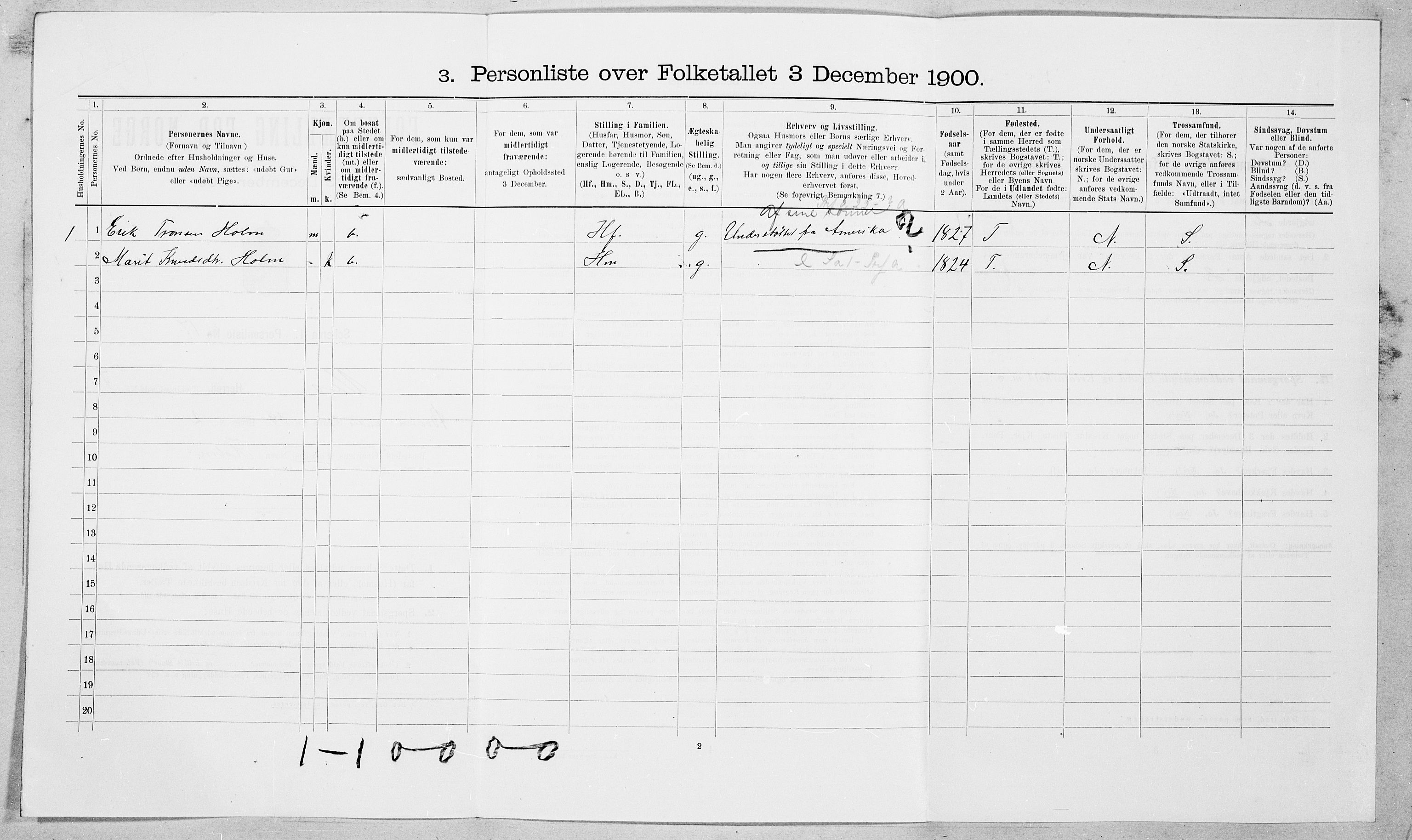 SAT, 1900 census for Veøy, 1900, p. 466