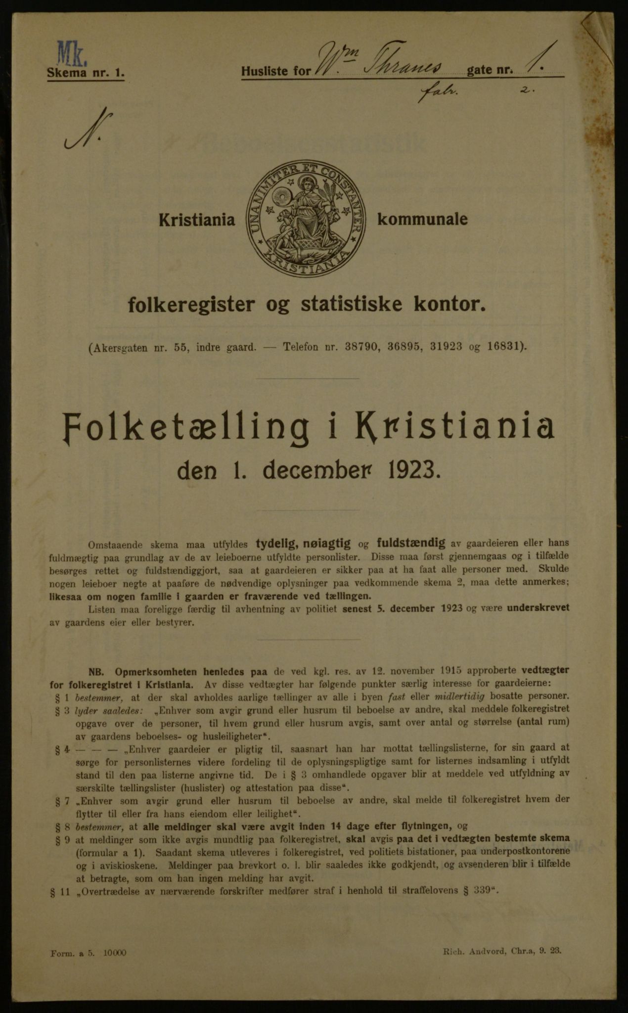 OBA, Municipal Census 1923 for Kristiania, 1923, p. 139408