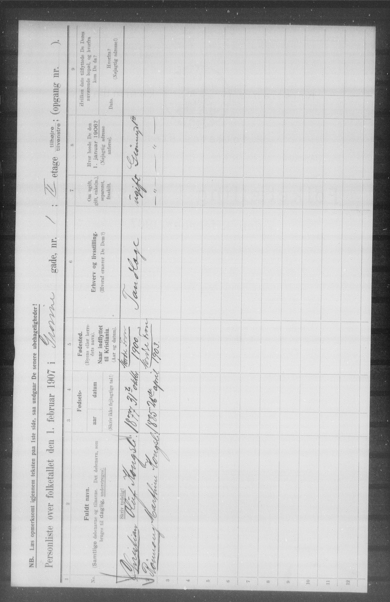 OBA, Municipal Census 1907 for Kristiania, 1907, p. 16456