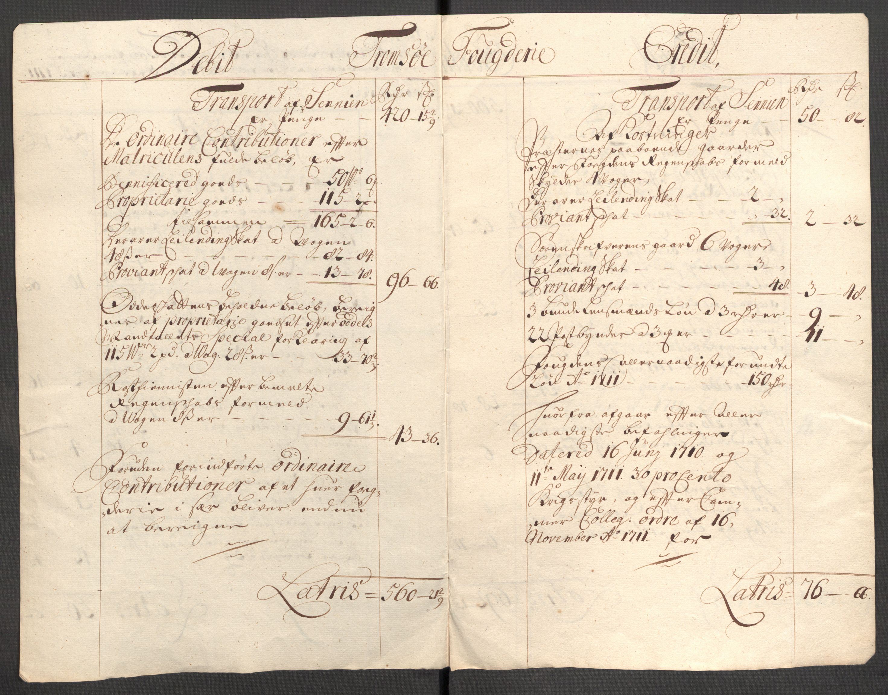 Rentekammeret inntil 1814, Reviderte regnskaper, Fogderegnskap, AV/RA-EA-4092/R68/L4758: Fogderegnskap Senja og Troms, 1711-1712, p. 413