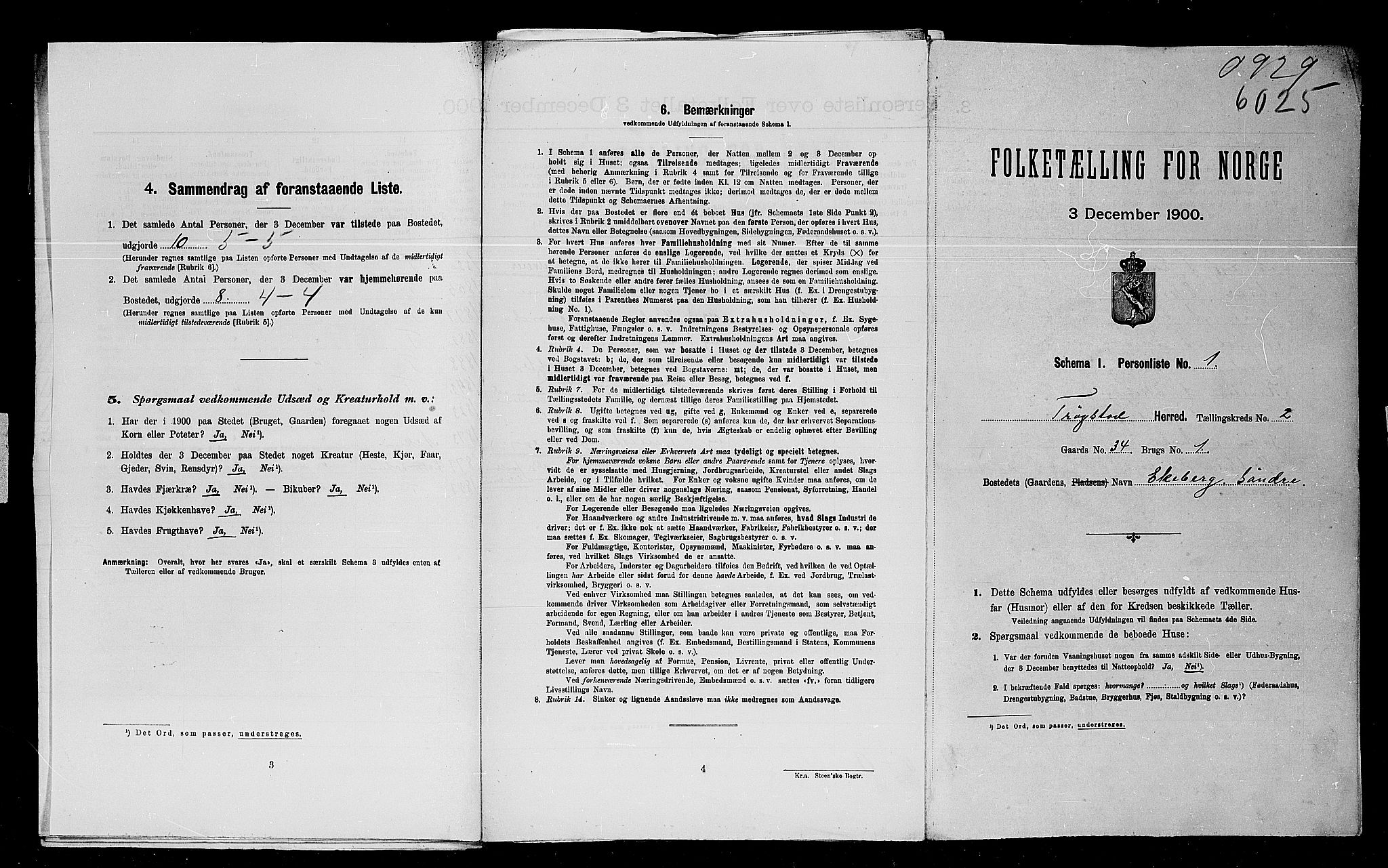 SAO, 1900 census for Trøgstad, 1900