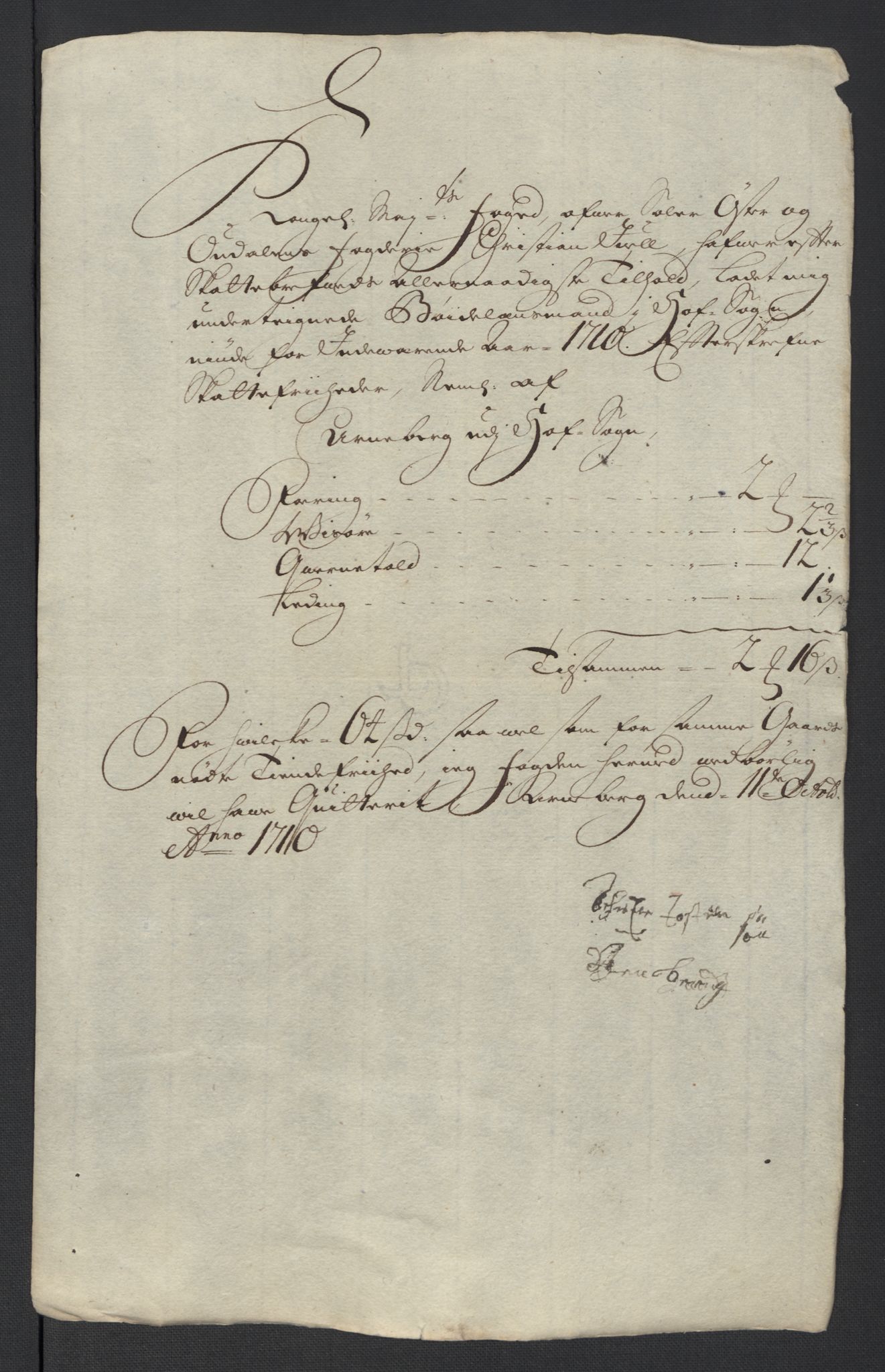 Rentekammeret inntil 1814, Reviderte regnskaper, Fogderegnskap, AV/RA-EA-4092/R13/L0847: Fogderegnskap Solør, Odal og Østerdal, 1710, p. 223