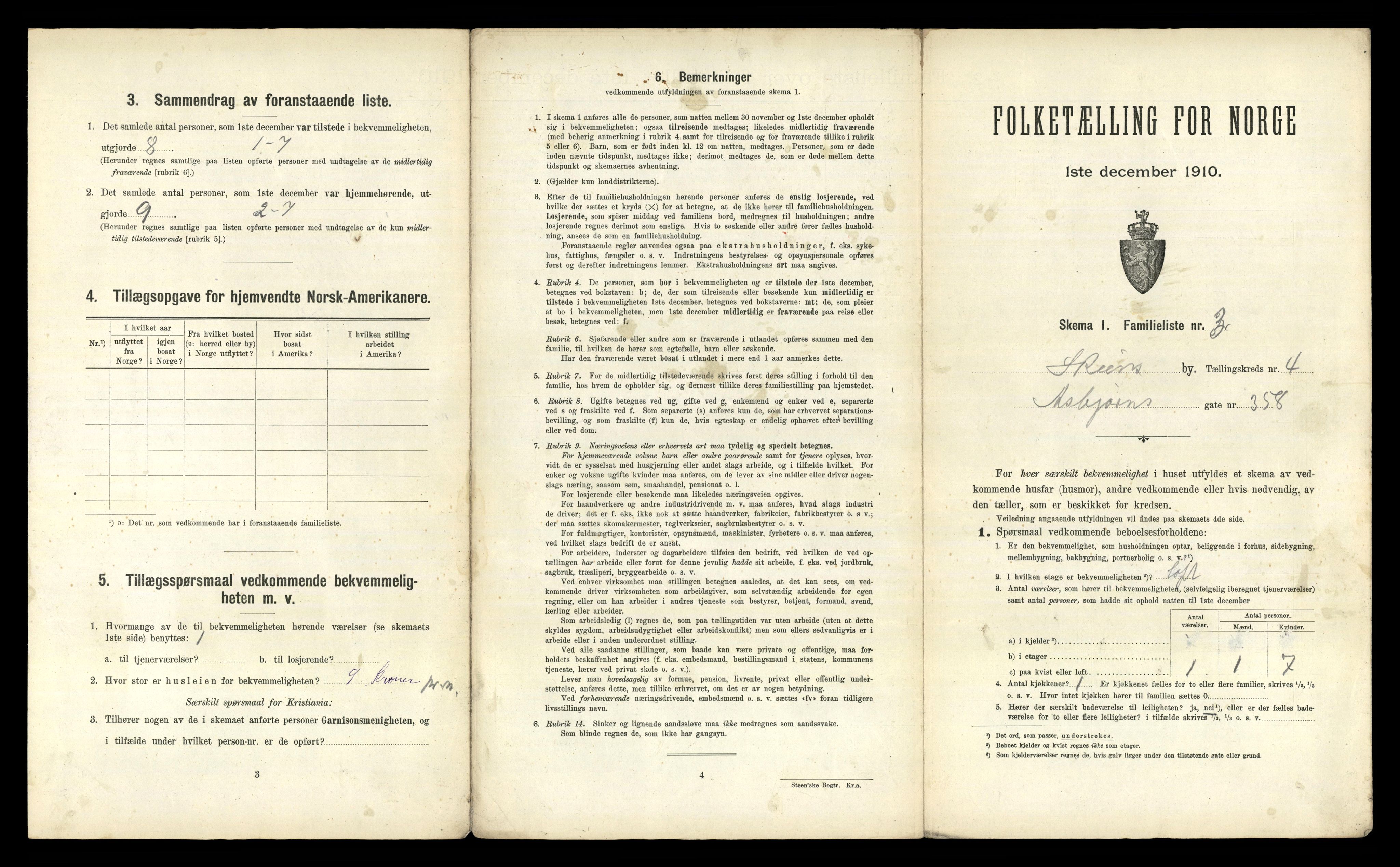 RA, 1910 census for Skien, 1910, p. 1628