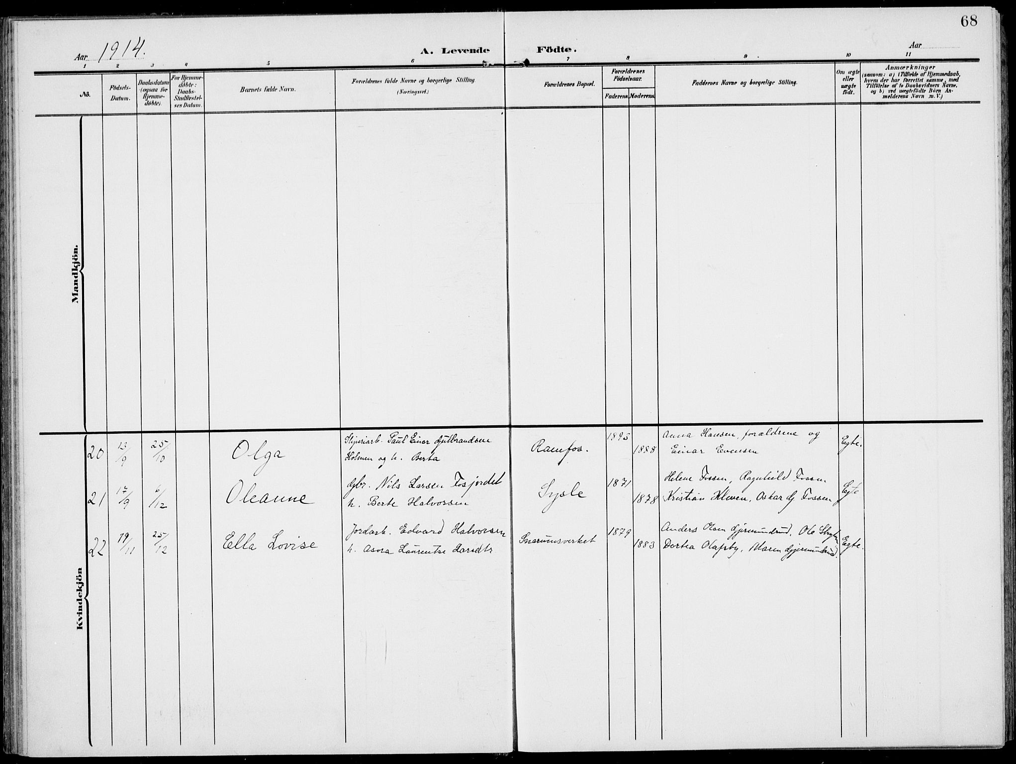 Modum kirkebøker, AV/SAKO-A-234/F/Fa/L0019: Parish register (official) no. 19, 1890-1914, p. 68