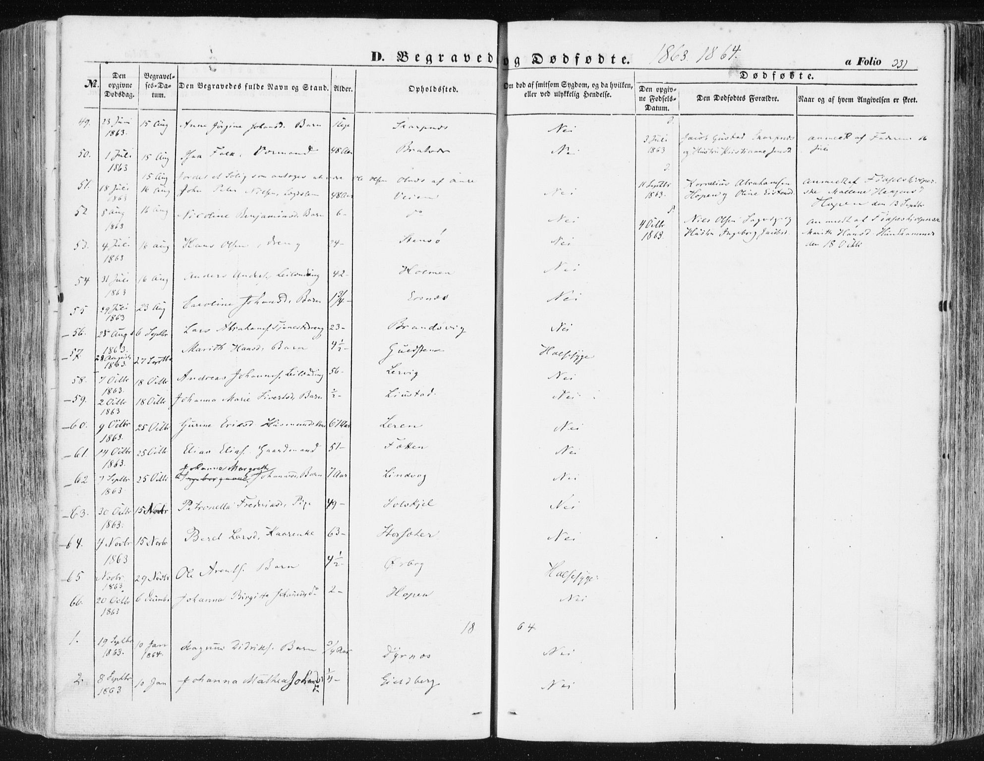 Ministerialprotokoller, klokkerbøker og fødselsregistre - Møre og Romsdal, AV/SAT-A-1454/581/L0937: Parish register (official) no. 581A05, 1853-1872, p. 331