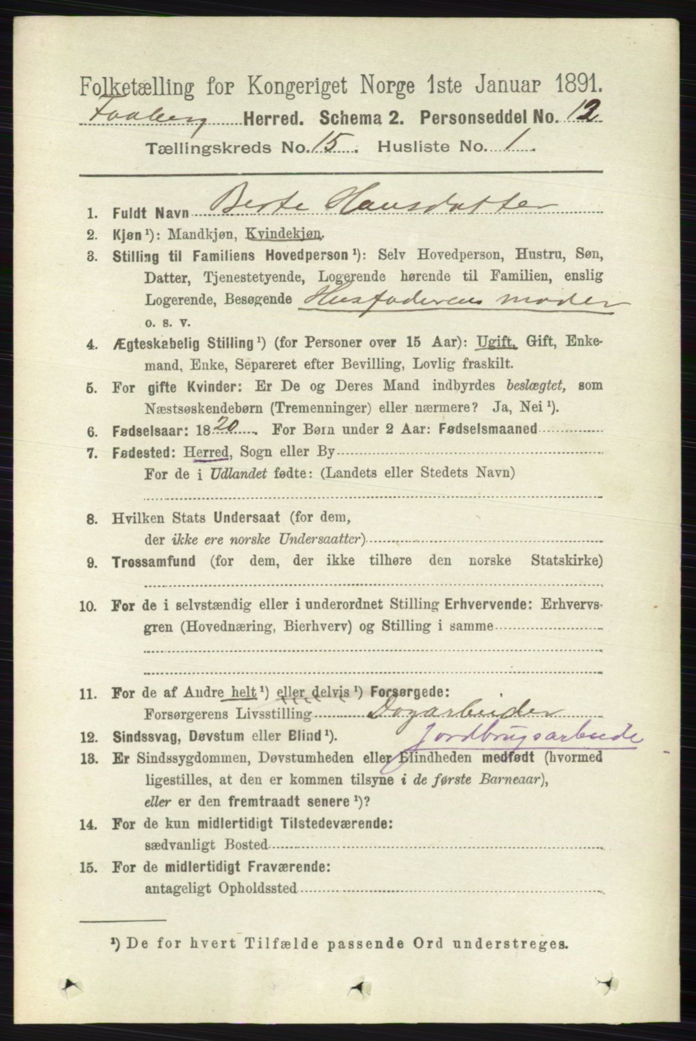 RA, 1891 census for 0524 Fåberg, 1891, p. 5919