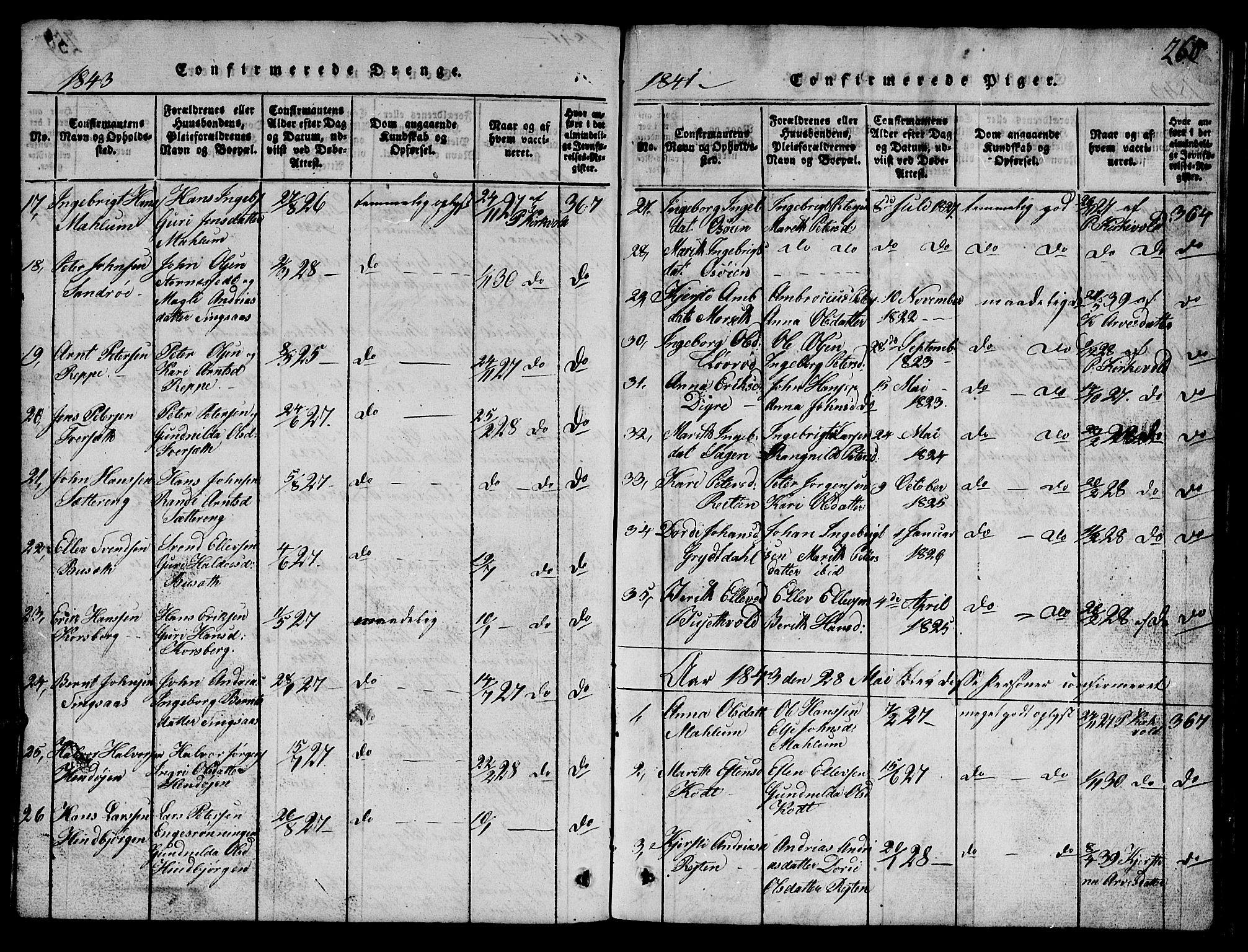 Ministerialprotokoller, klokkerbøker og fødselsregistre - Sør-Trøndelag, SAT/A-1456/688/L1026: Parish register (copy) no. 688C01, 1817-1860, p. 260