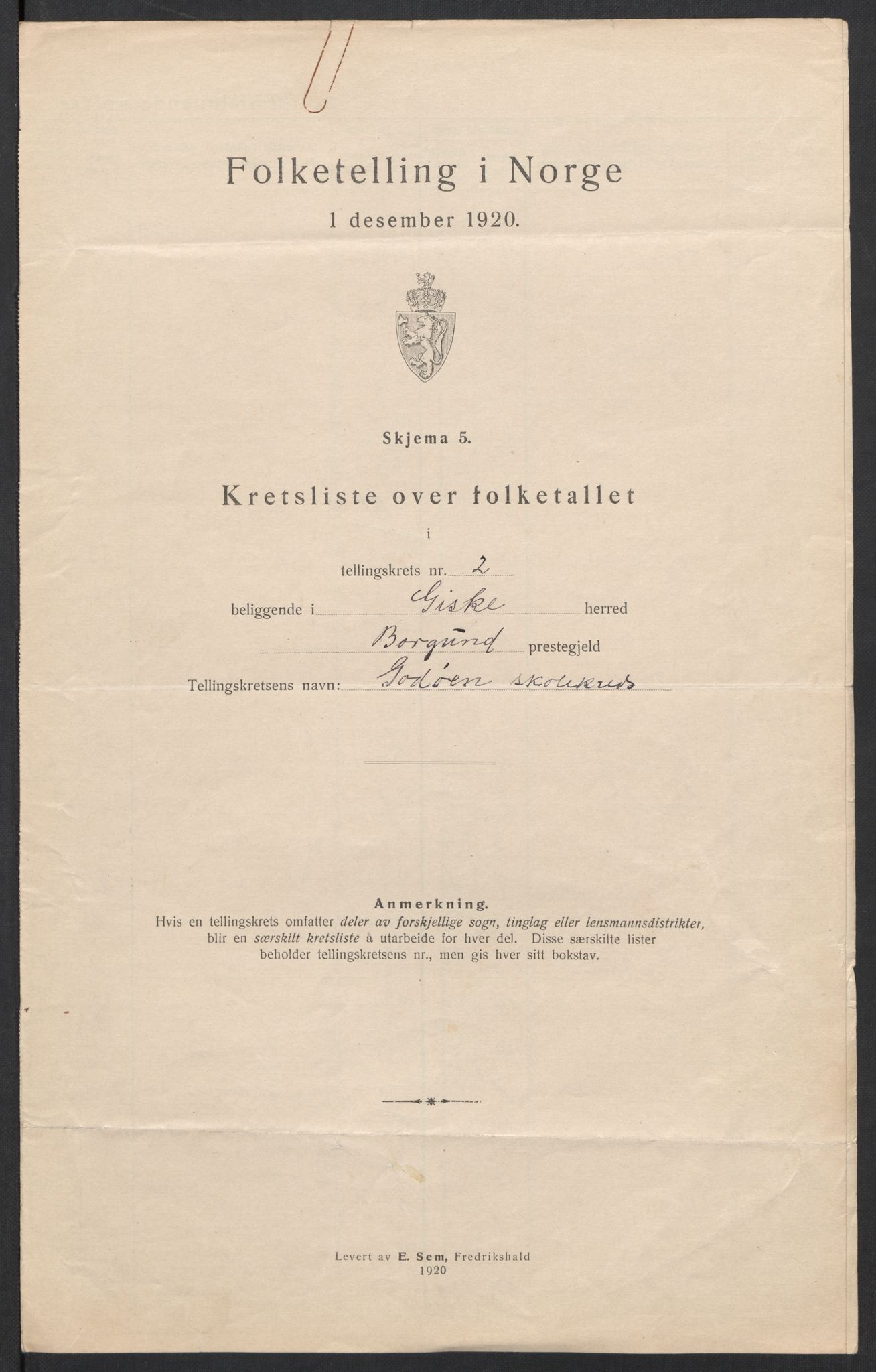 SAT, 1920 census for Giske, 1920, p. 12