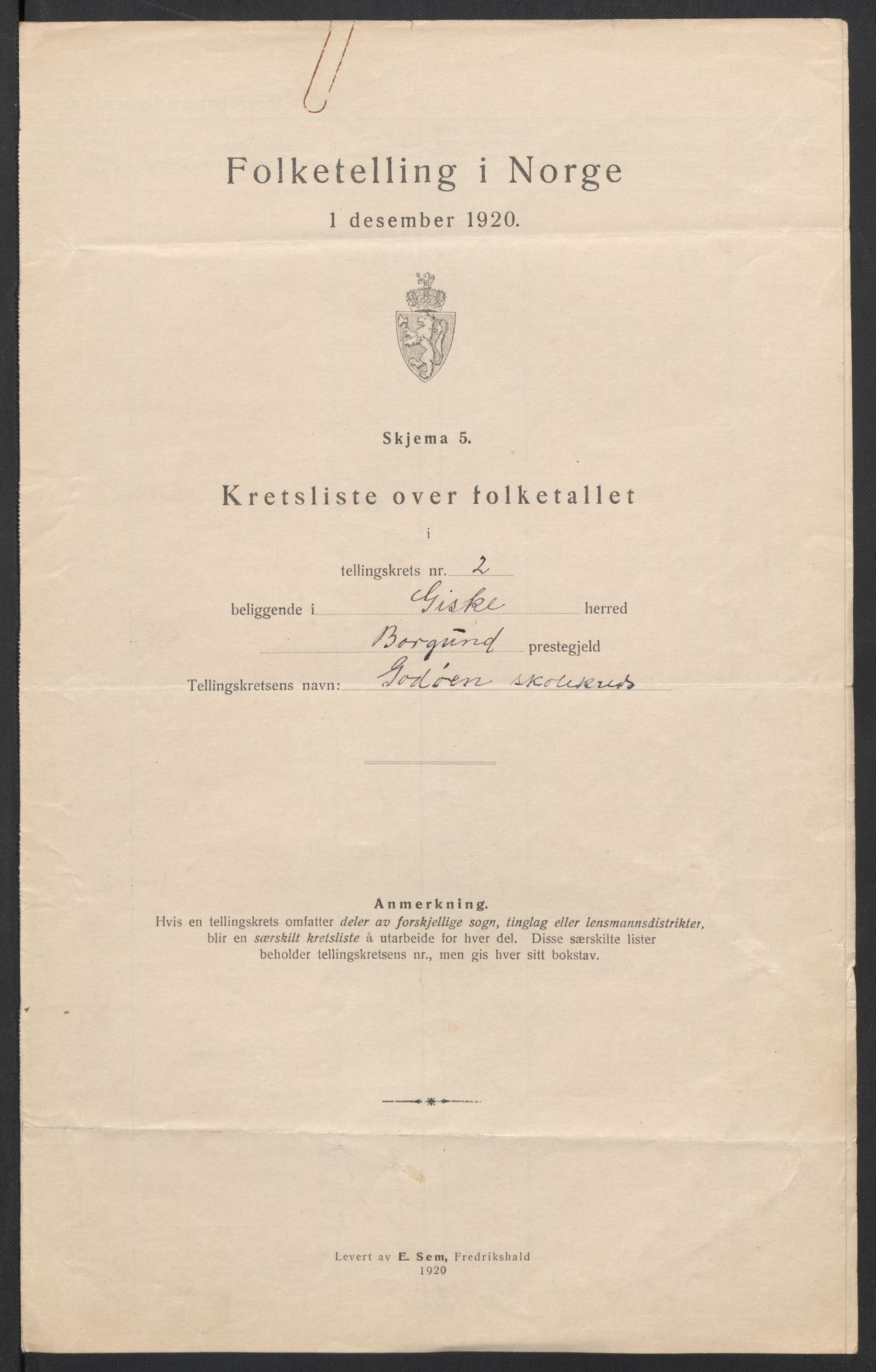 SAT, 1920 census for Giske, 1920, p. 12