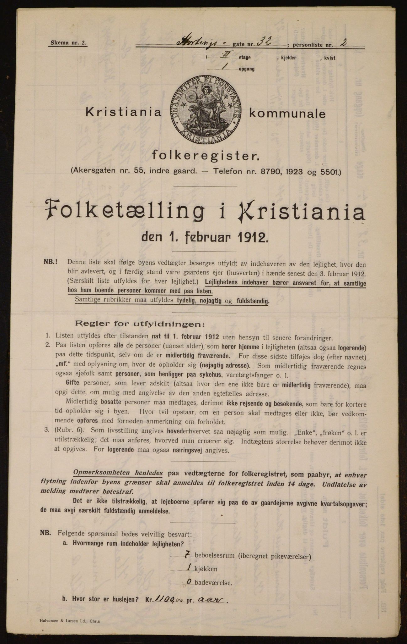 OBA, Municipal Census 1912 for Kristiania, 1912, p. 103665