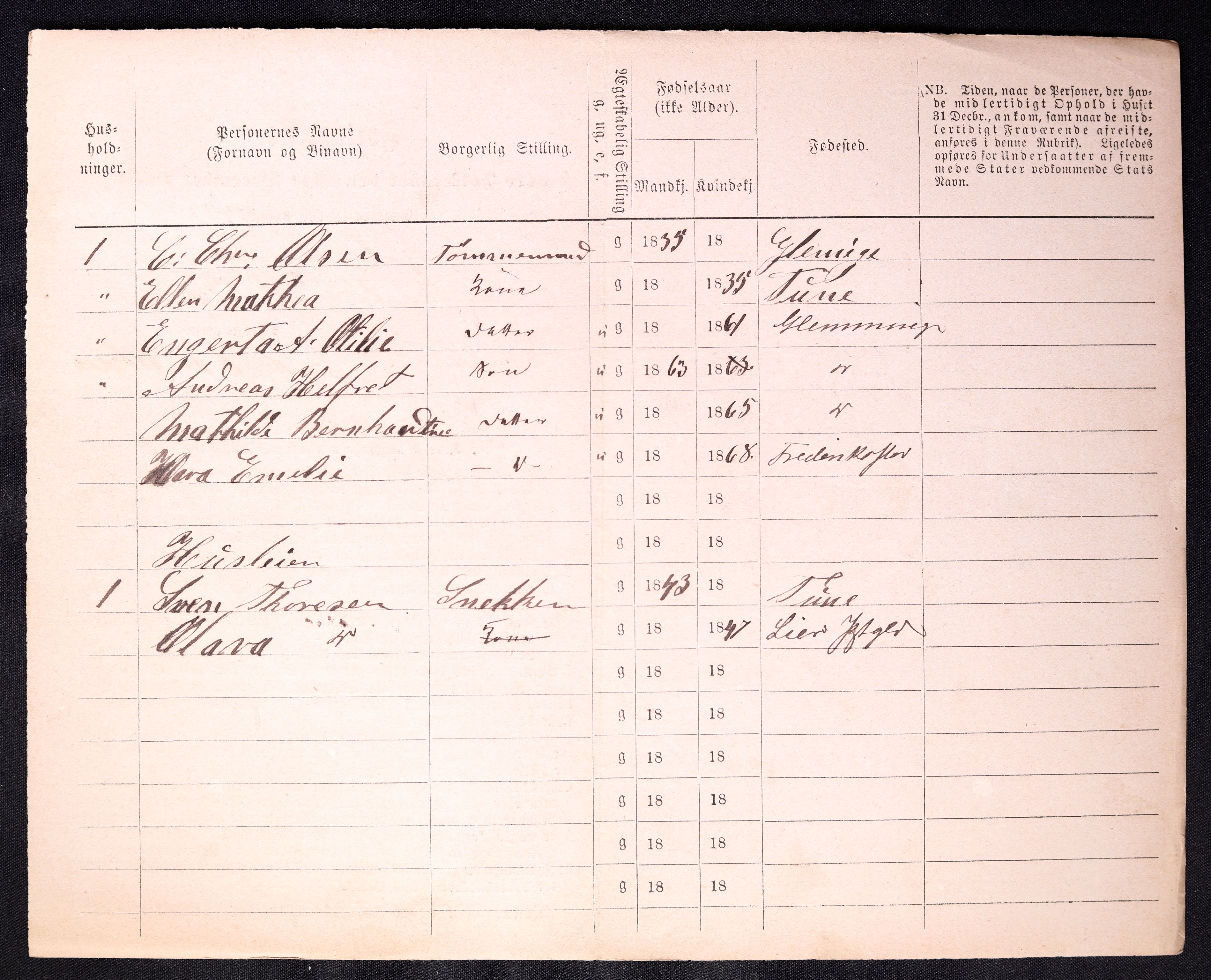 RA, 1870 census for 0103 Fredrikstad, 1870, p. 1516