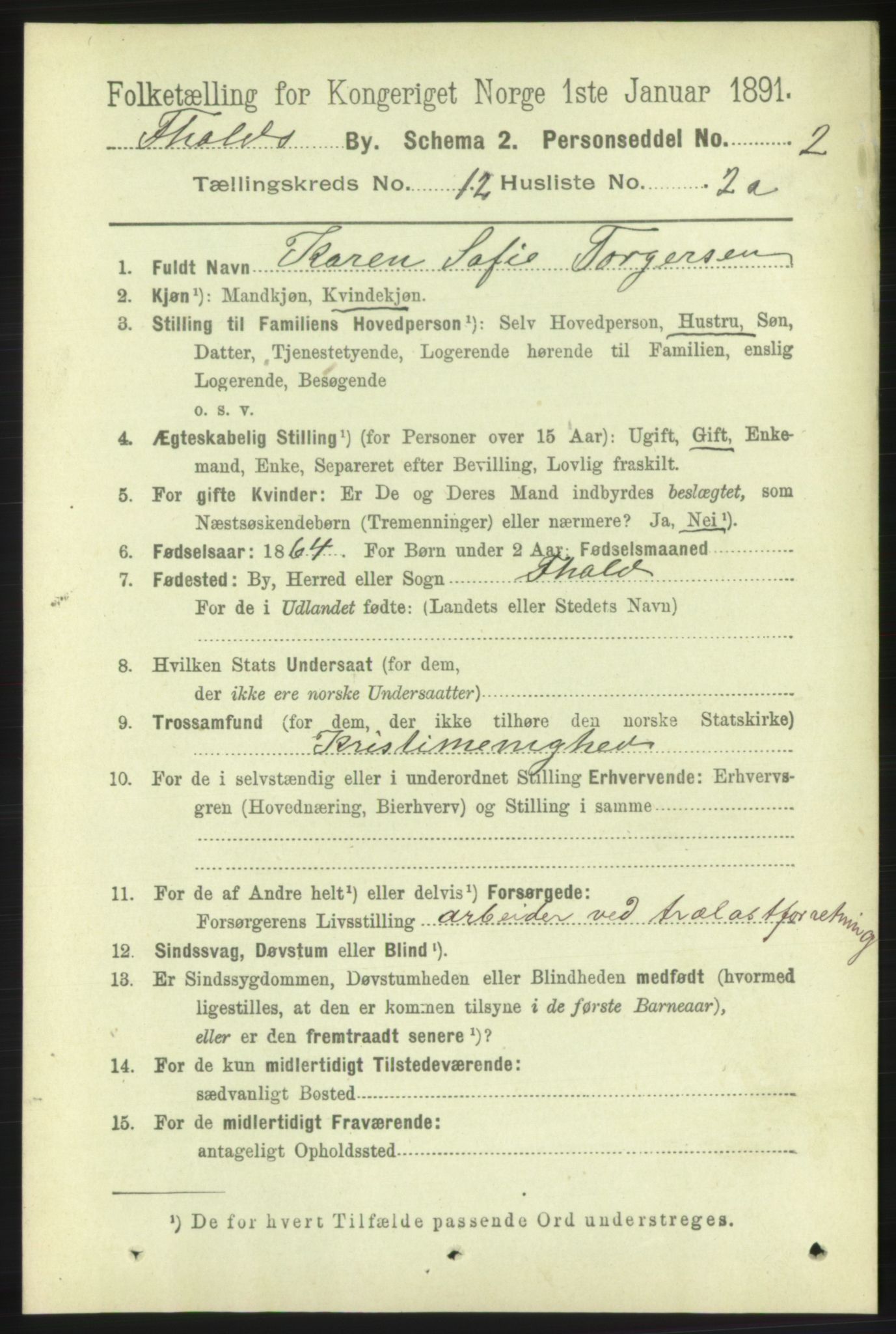 RA, 1891 census for 0101 Fredrikshald, 1891, p. 8217