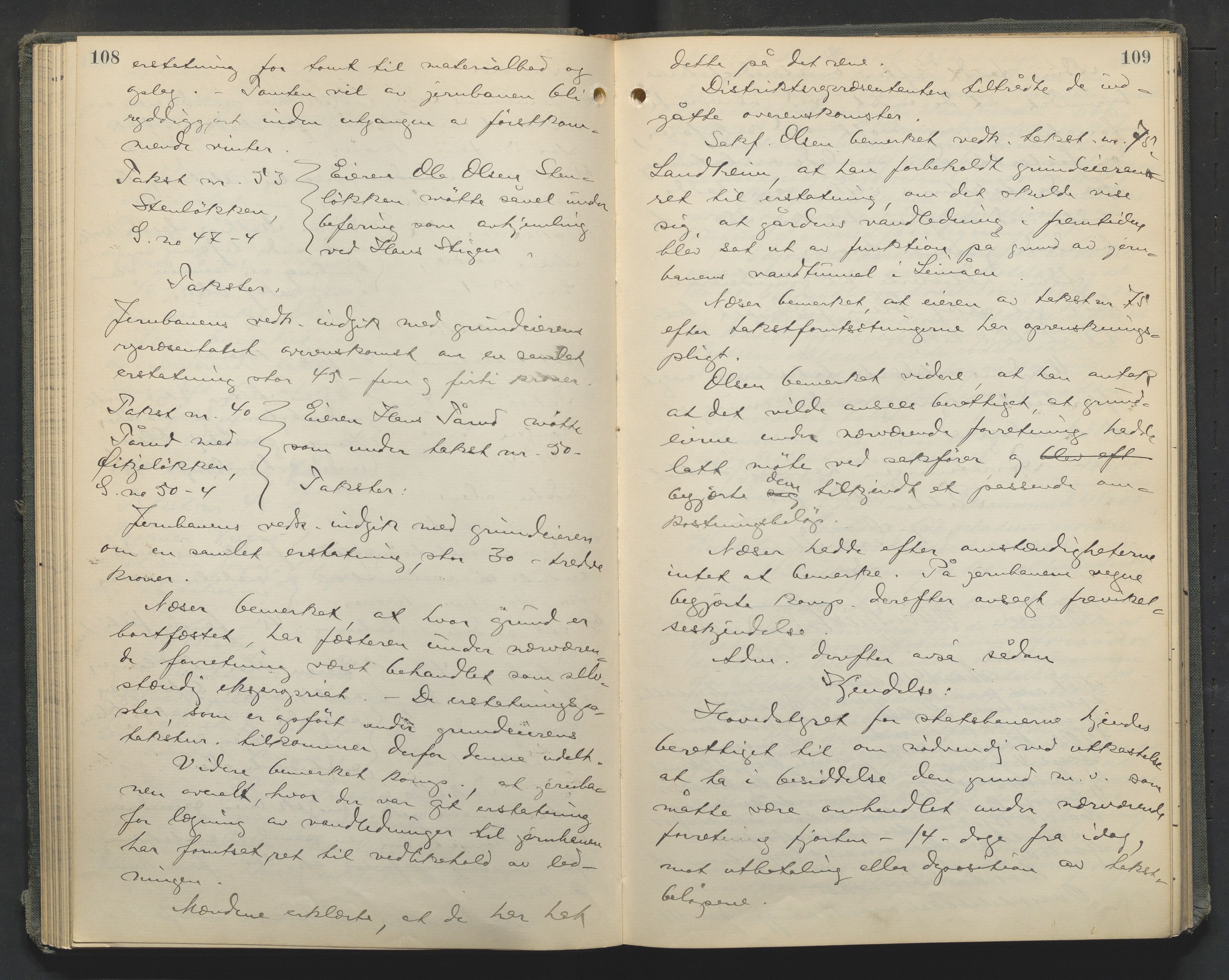 Nord-Gudbrandsdal tingrett, AV/SAH-TING-002/G/Gc/Gcb/L0010: Ekstrarettsprotokoll for åstedssaker, 1913-1920, p. 108-109