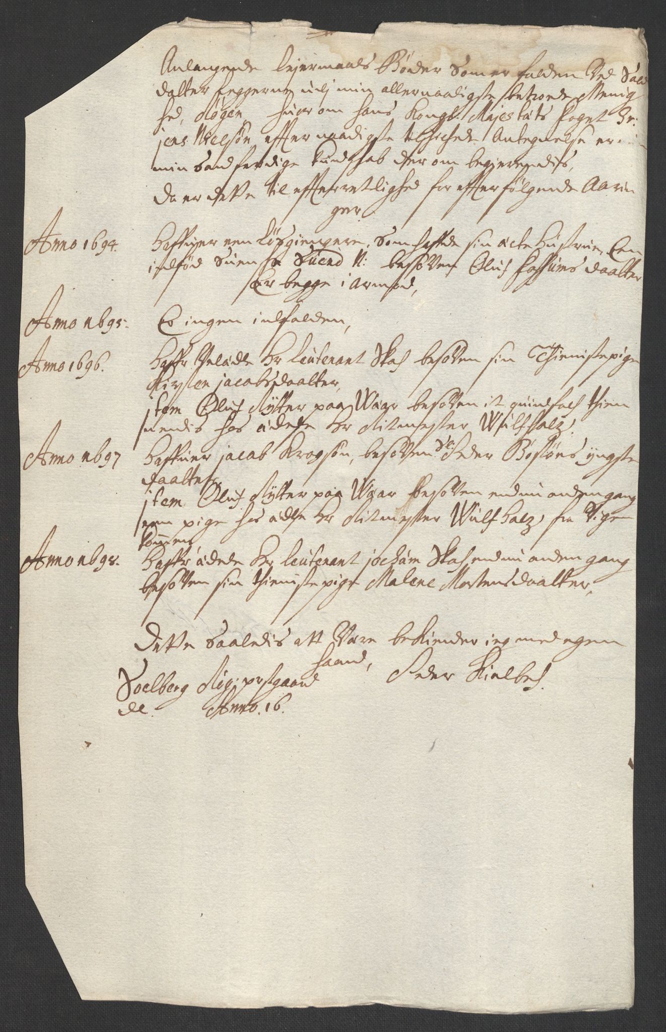 Rentekammeret inntil 1814, Reviderte regnskaper, Fogderegnskap, RA/EA-4092/R30/L1695: Fogderegnskap Hurum, Røyken, Eiker og Lier, 1697, p. 203