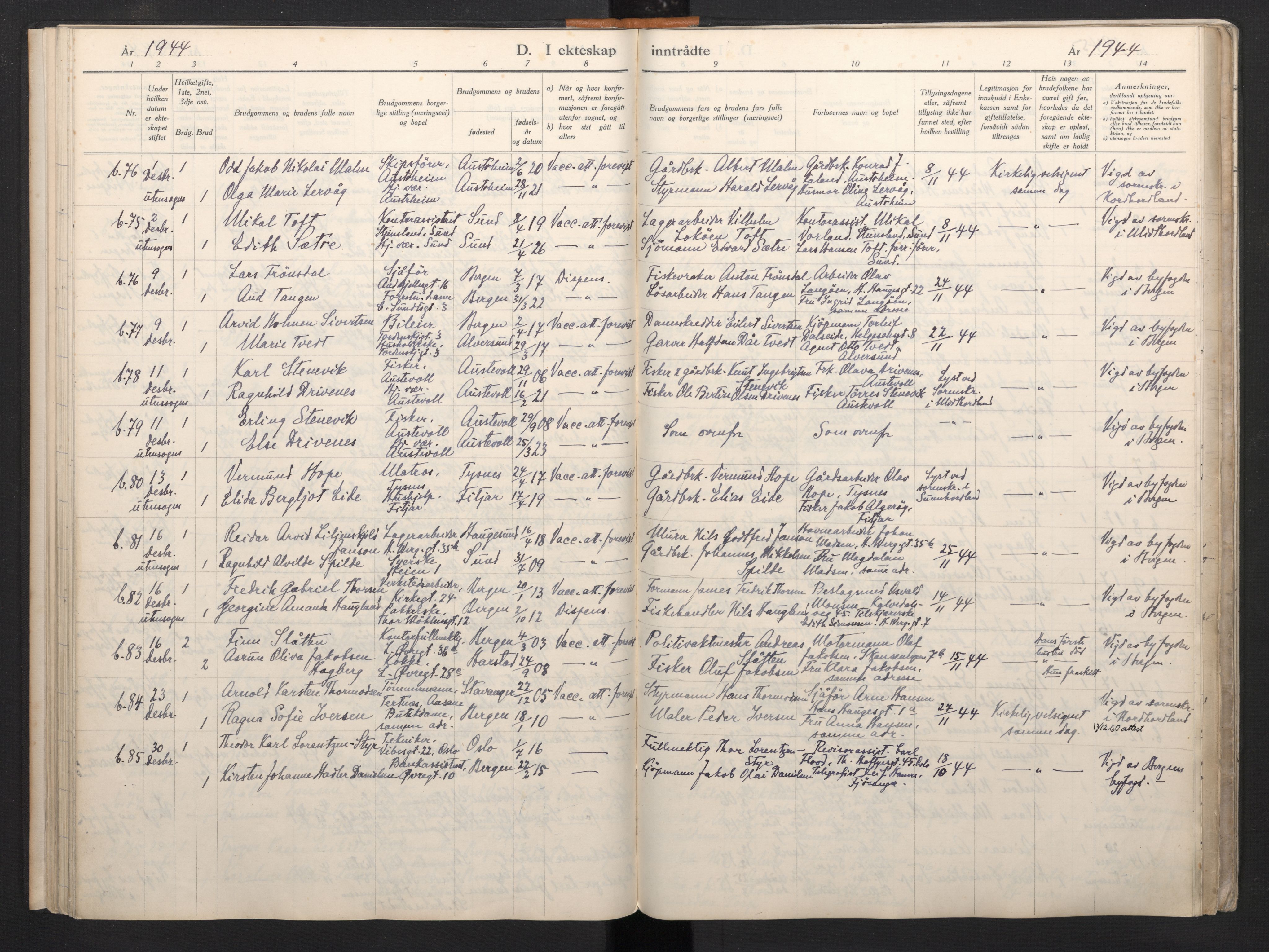 Korskirken sokneprestembete, AV/SAB-A-76101/H/Haa: Parish register (official) no. A 15, 1942-1945