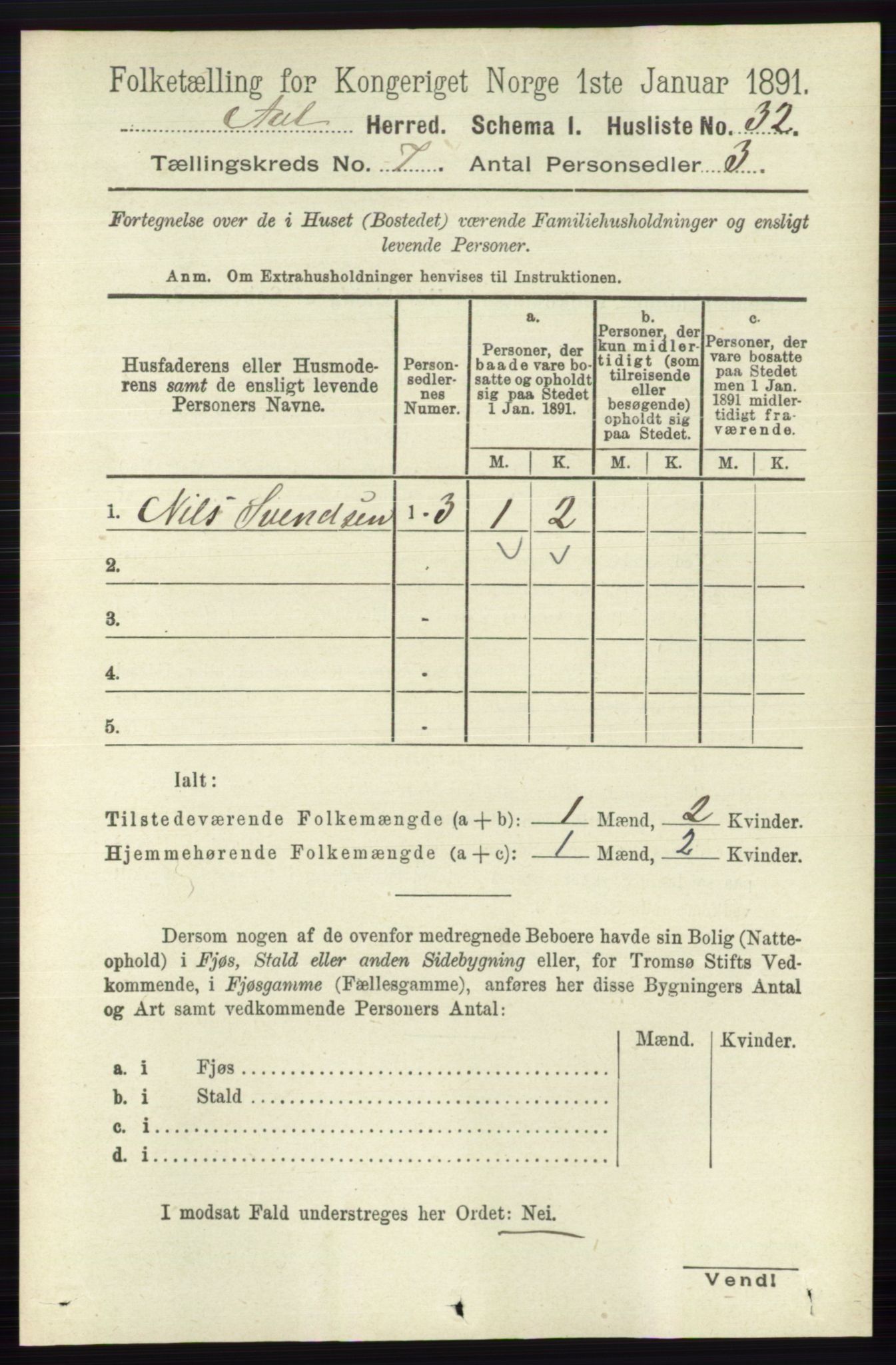 RA, 1891 census for 0619 Ål, 1891, p. 1813