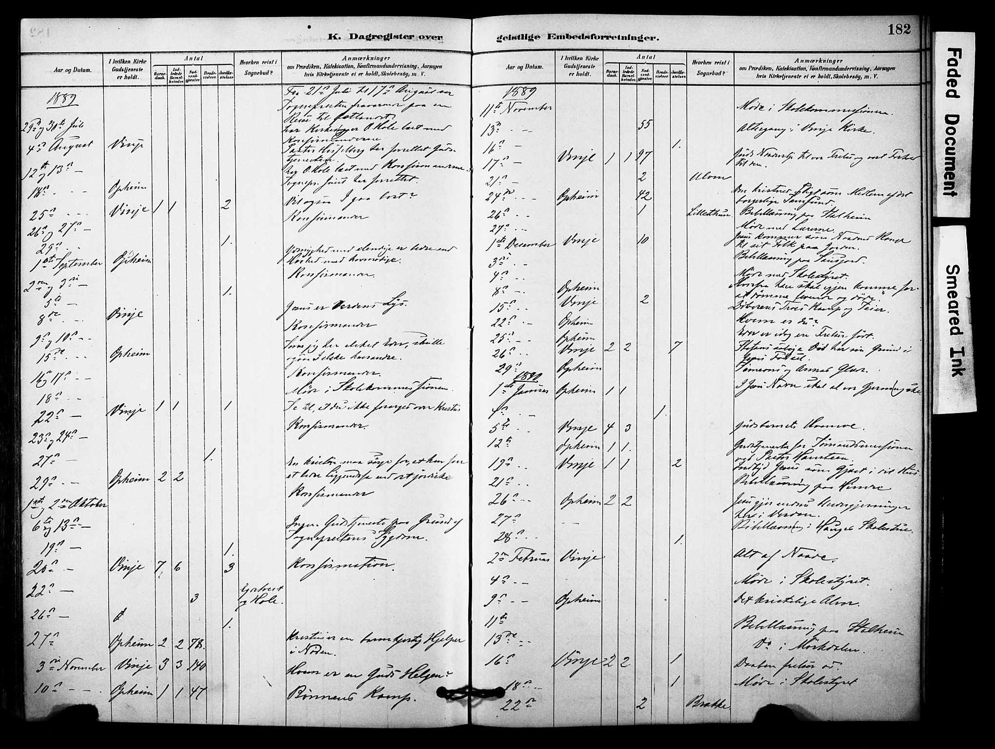 Vossestrand Sokneprestembete, AV/SAB-A-79101/H/Haa: Parish register (official) no. C 1, 1878-1903, p. 182