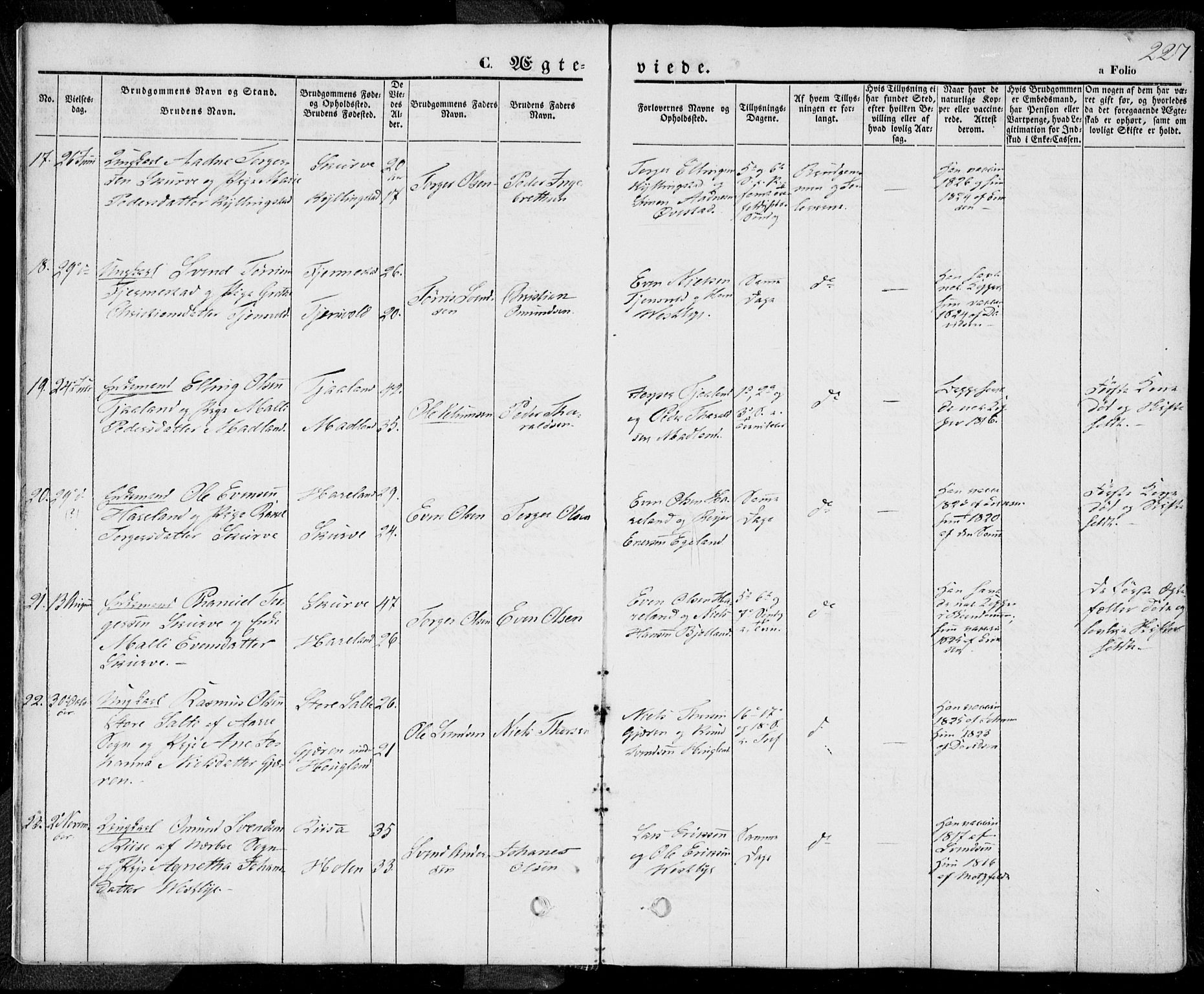 Lye sokneprestkontor, SAST/A-101794/001/30BA/L0006: Parish register (official) no. A 5.2, 1842-1855, p. 227