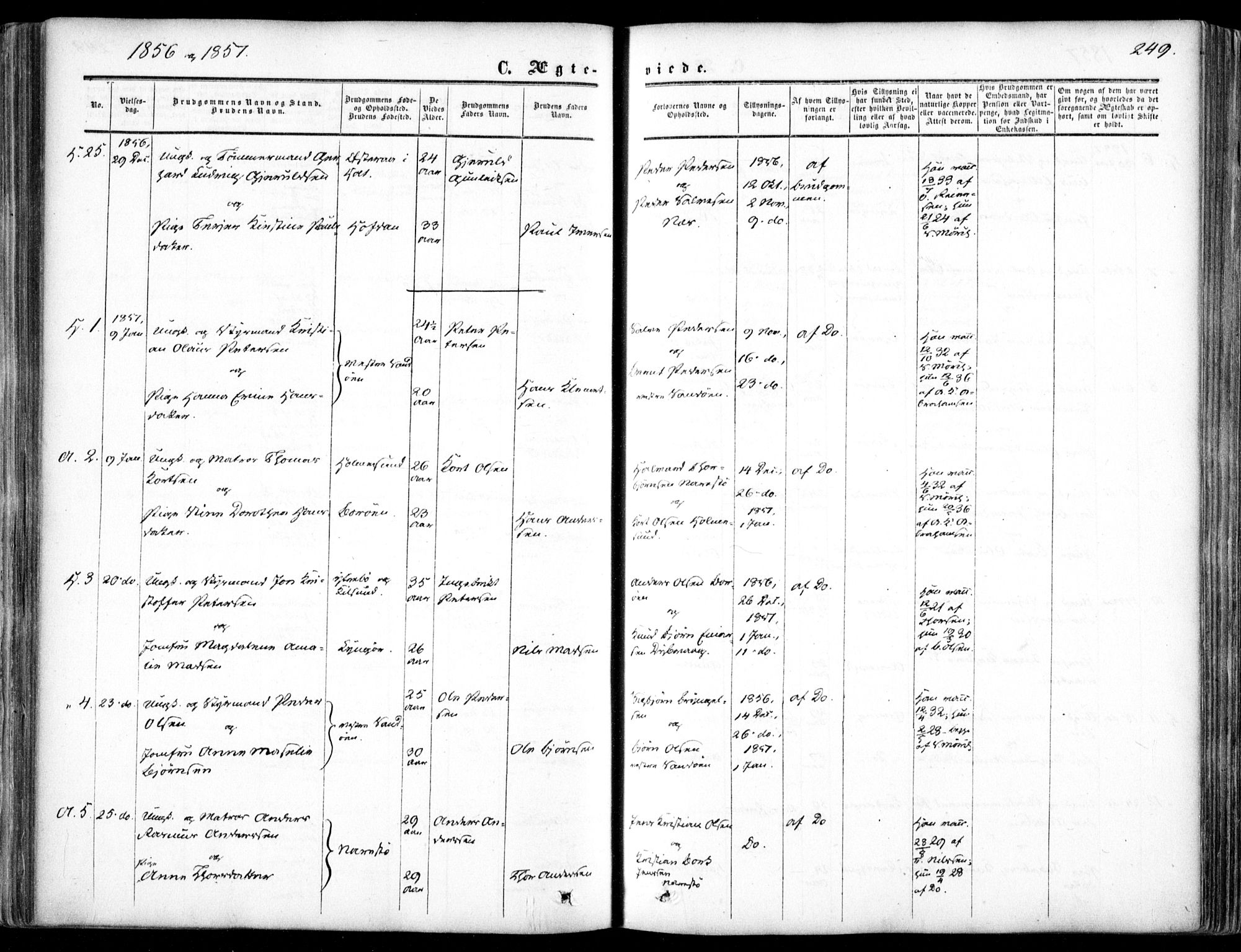 Dypvåg sokneprestkontor, SAK/1111-0007/F/Fa/Faa/L0006: Parish register (official) no. A 6, 1855-1872, p. 249