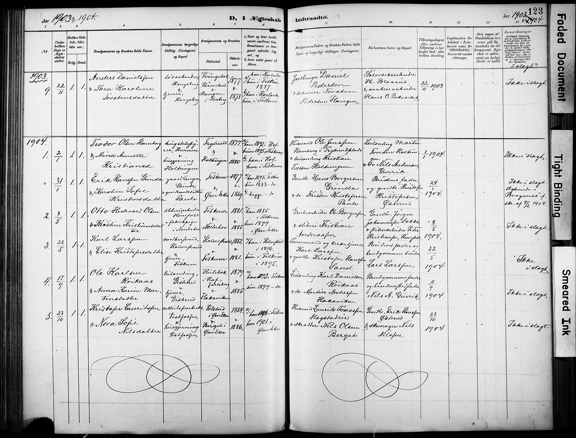 Fiskum kirkebøker, SAKO/A-15/F/Fa/L0003: Parish register (official) no. 3, 1890-1905, p. 123