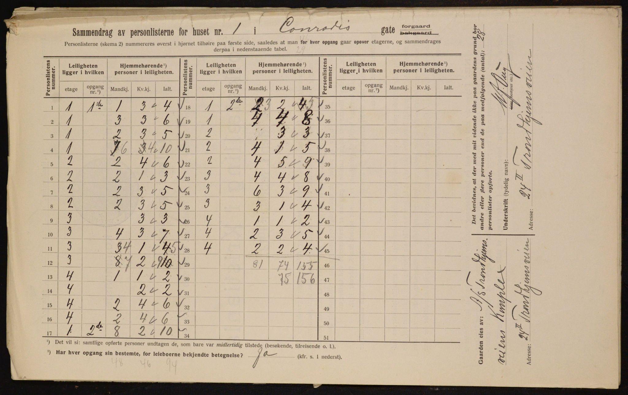 OBA, Municipal Census 1912 for Kristiania, 1912, p. 13169