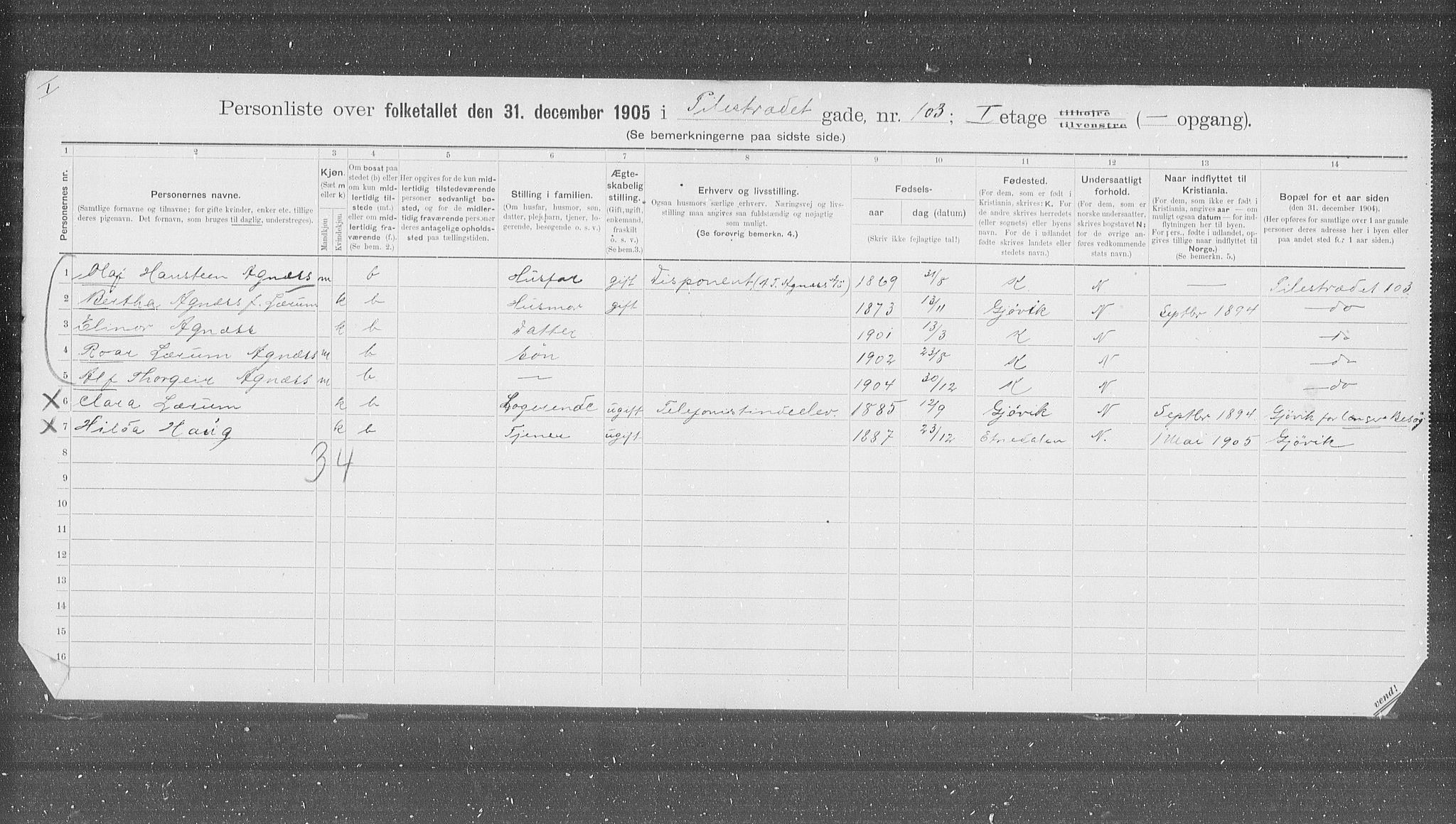 OBA, Municipal Census 1905 for Kristiania, 1905, p. 42199