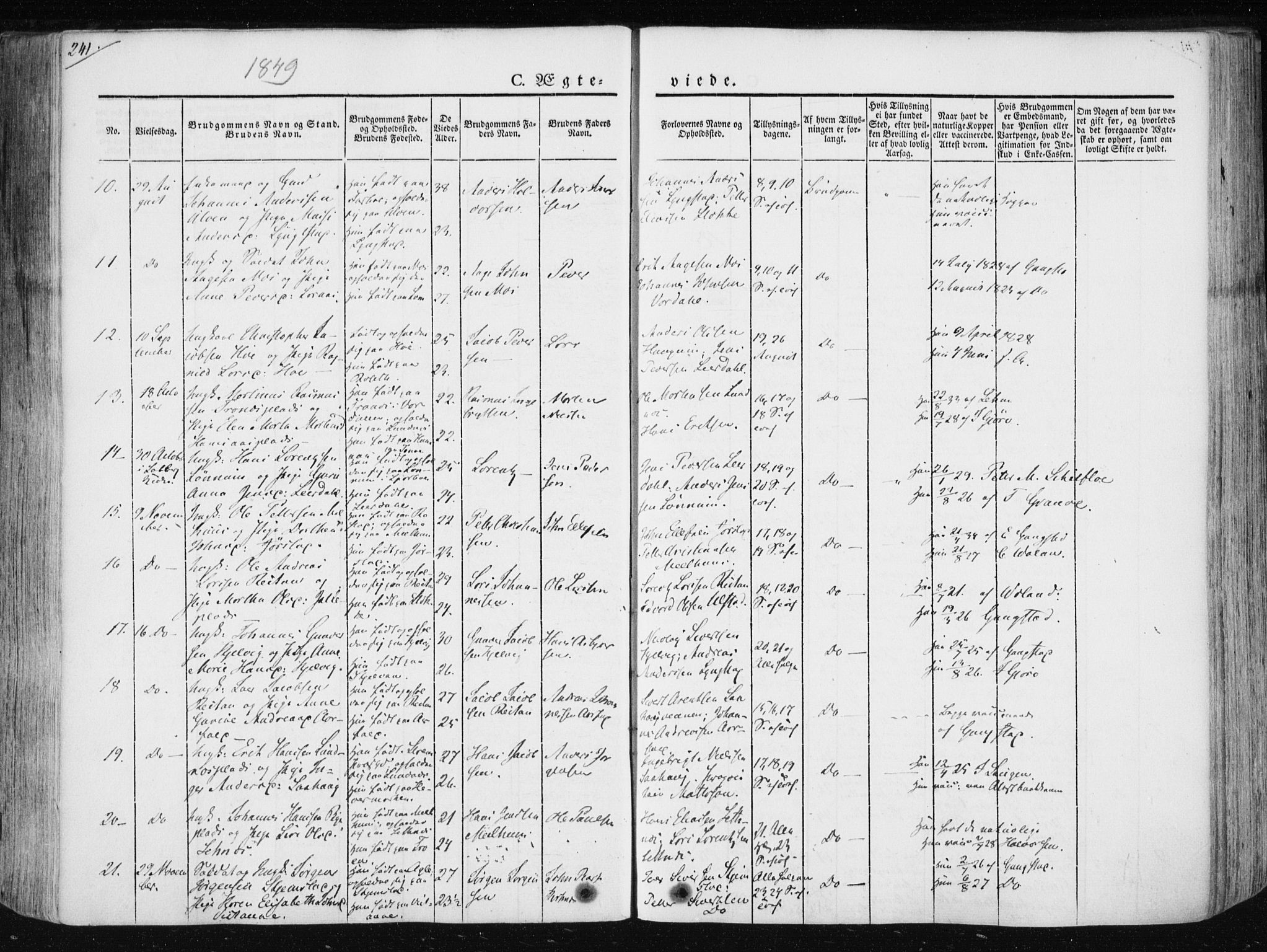 Ministerialprotokoller, klokkerbøker og fødselsregistre - Nord-Trøndelag, SAT/A-1458/730/L0280: Parish register (official) no. 730A07 /1, 1840-1854, p. 241