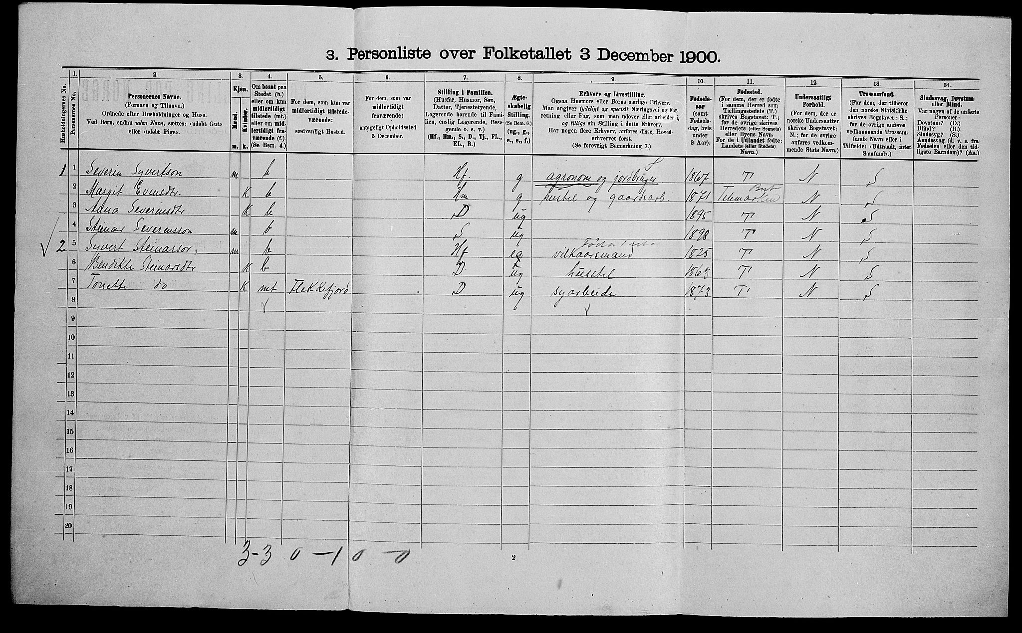 SAK, 1900 census for Nes, 1900, p. 24