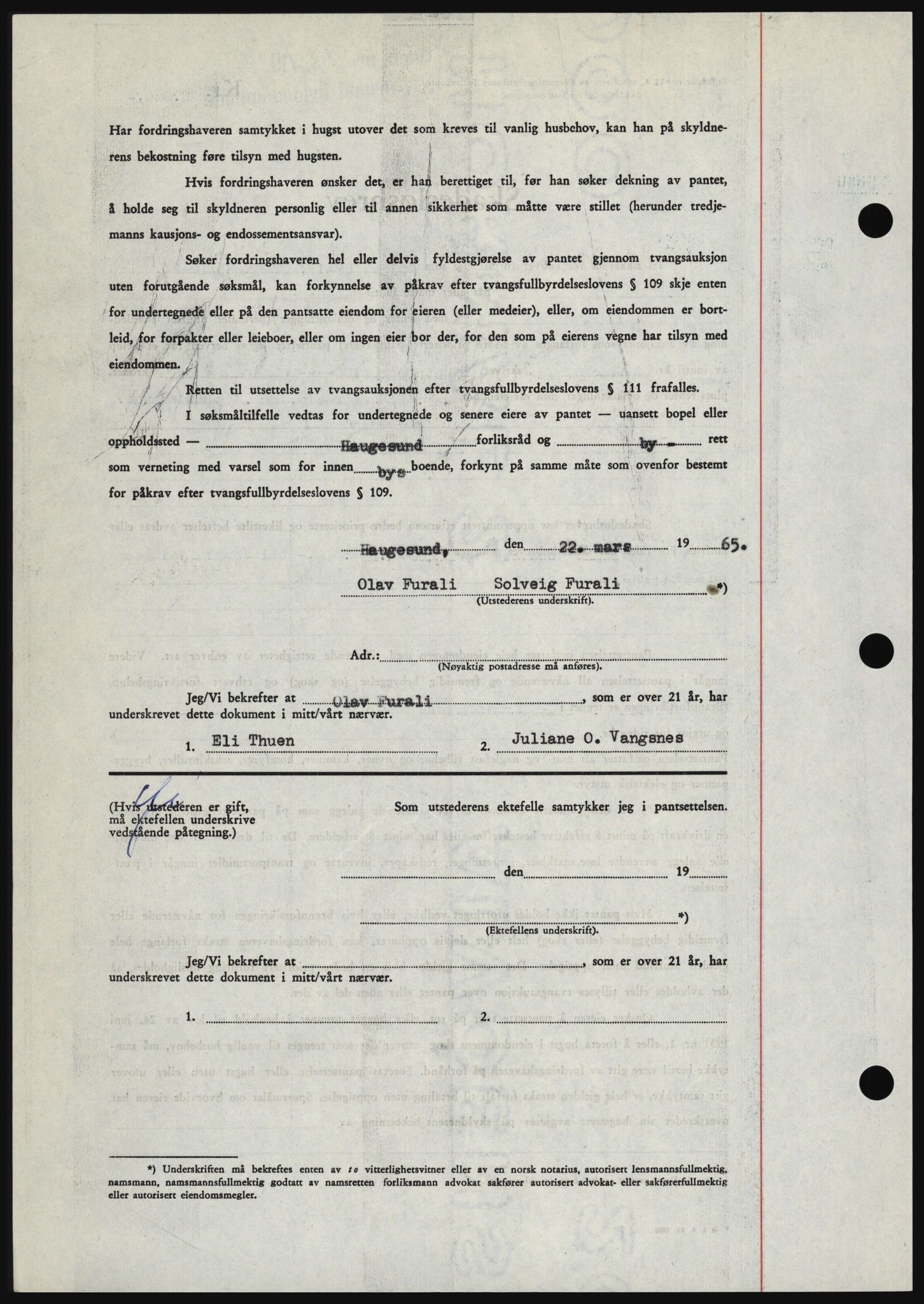 Haugesund tingrett, SAST/A-101415/01/II/IIC/L0053: Mortgage book no. B 53, 1965-1965, Diary no: : 786/1965