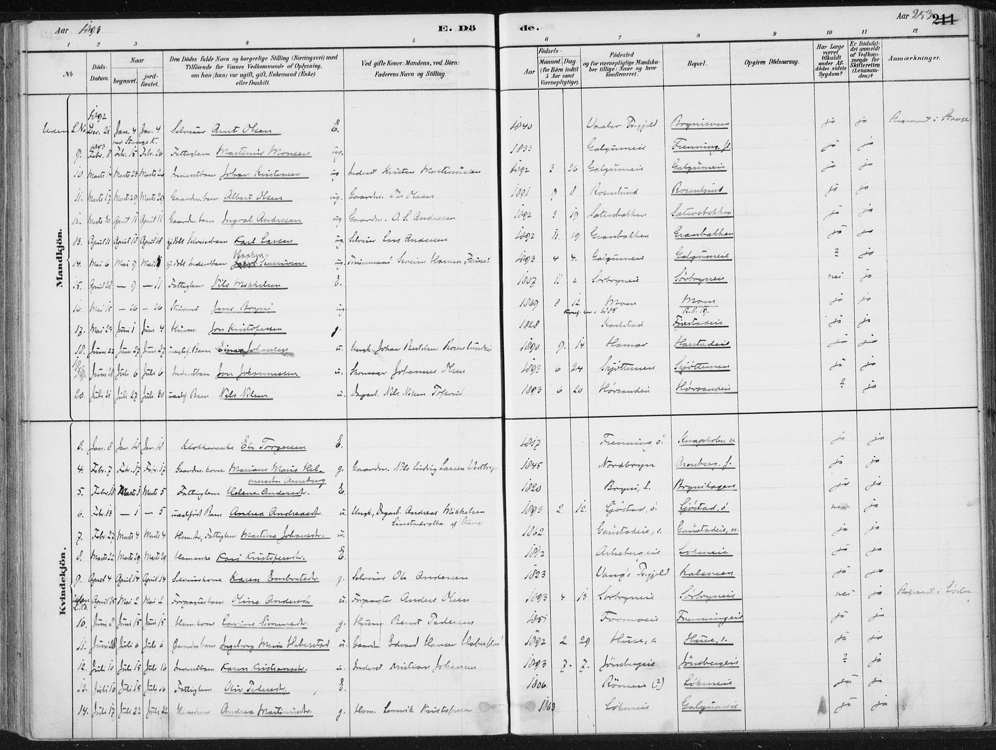 Romedal prestekontor, AV/SAH-PREST-004/K/L0010: Parish register (official) no. 10, 1880-1895, p. 253