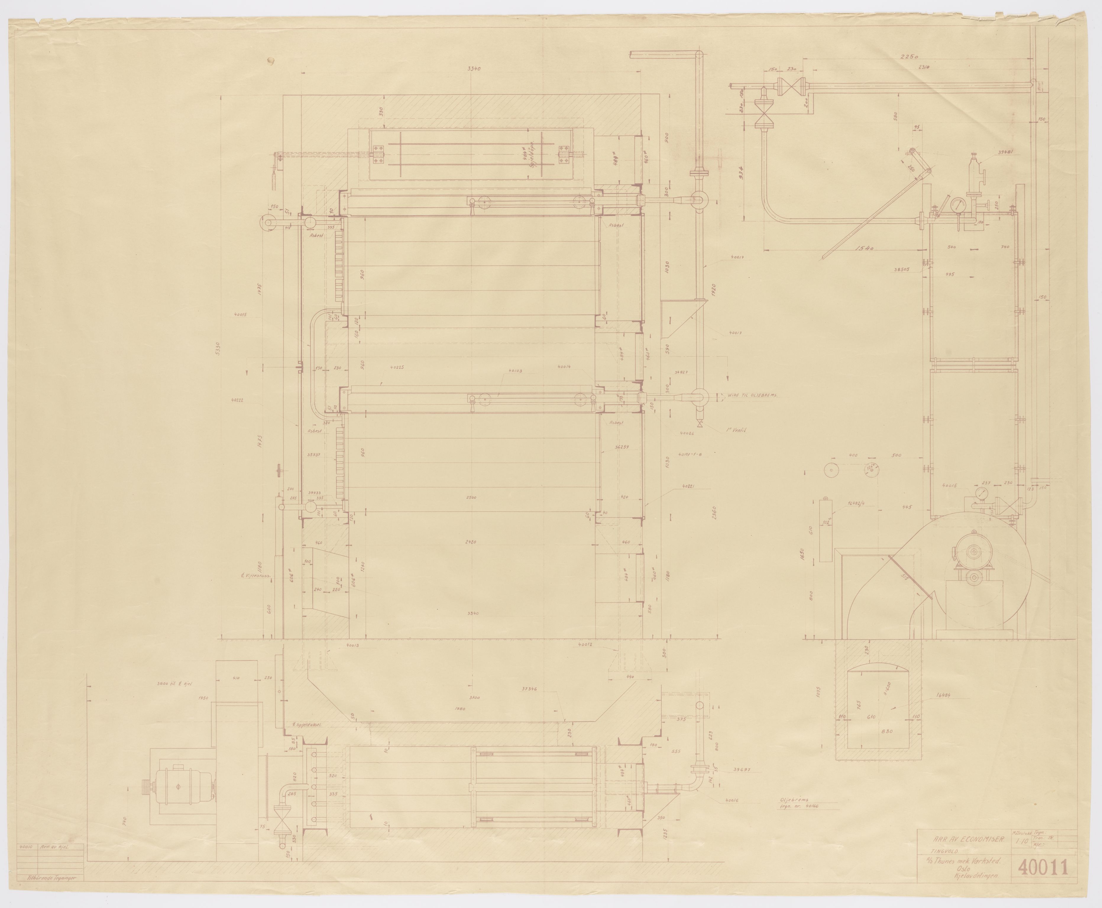 Tingvoll Ullvarefabrikk, IKAM/P-00482/T/Ta/L0021: Arrangering av economiser, 1954