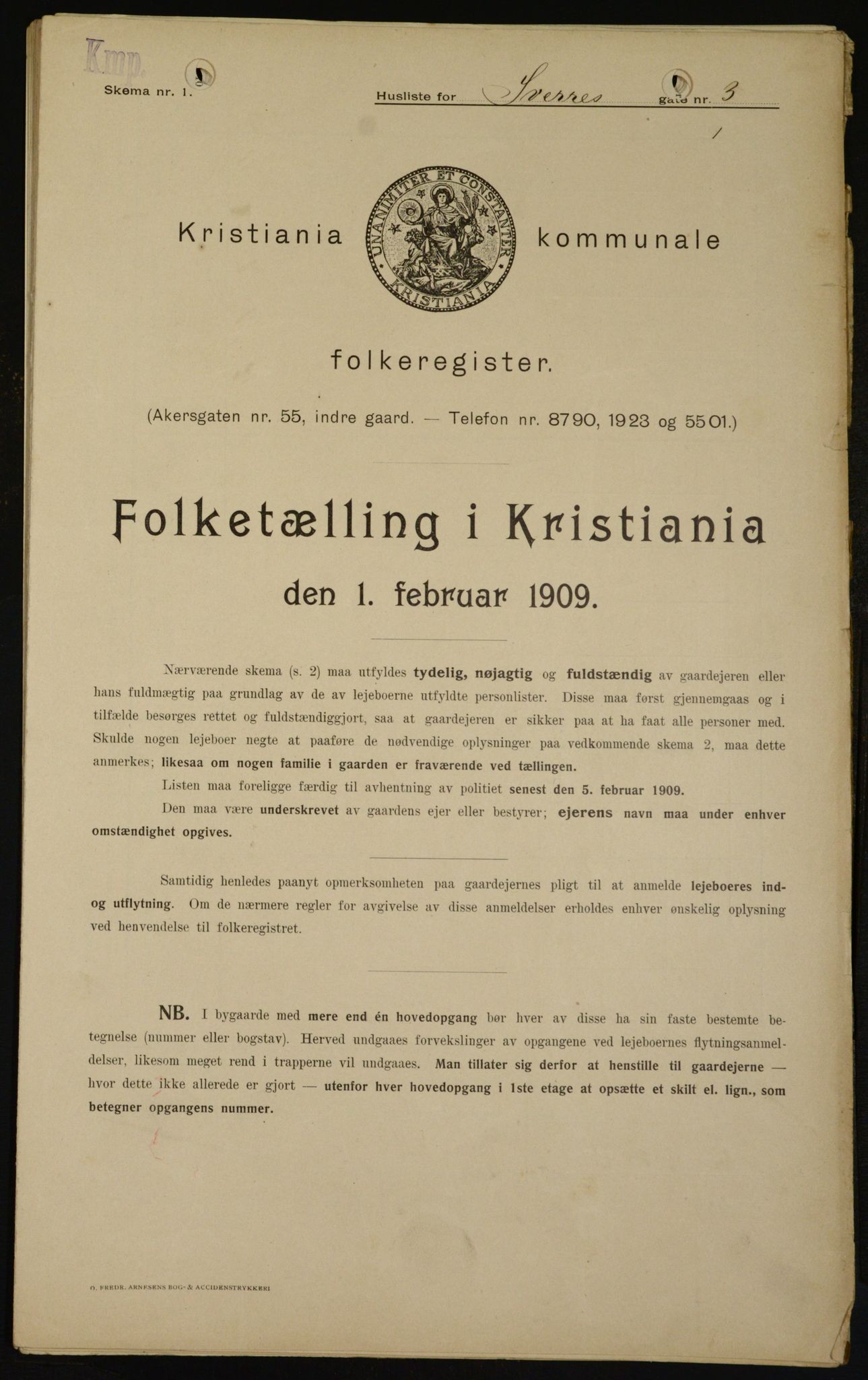 OBA, Municipal Census 1909 for Kristiania, 1909, p. 95853